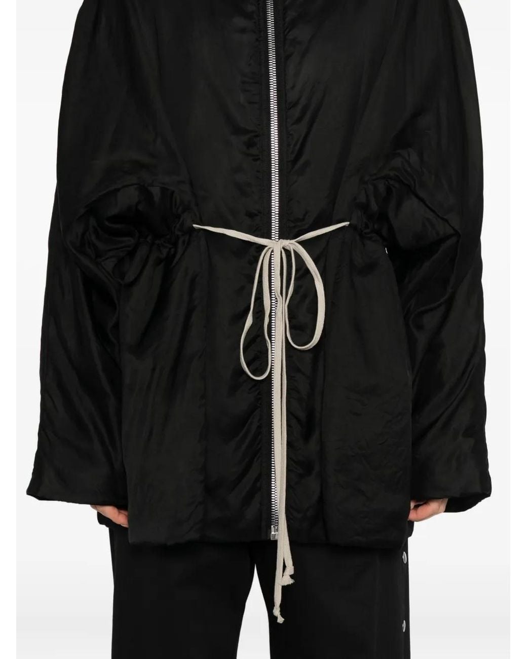 Rick Owens Black Drawstring-Hem Jacket