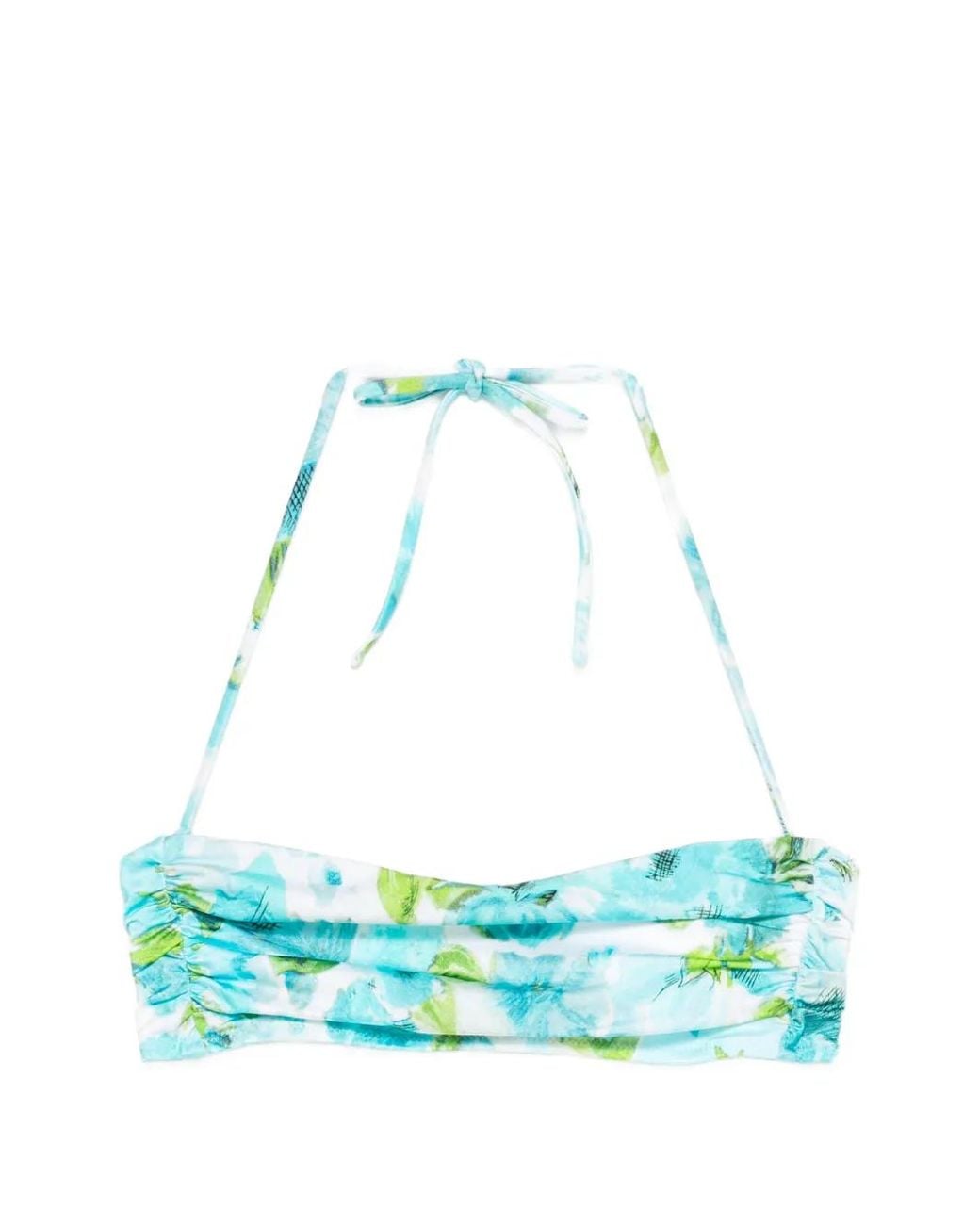 Chloé Blue Floral-Print Bikini Top