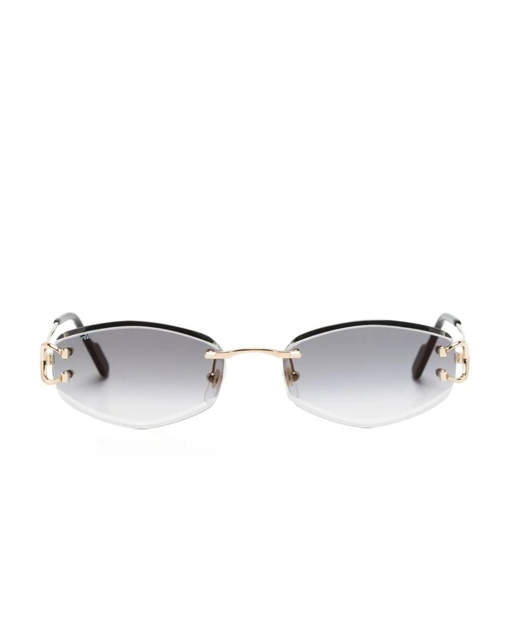 Cartier Metallic Oval-Frame Sunglasses