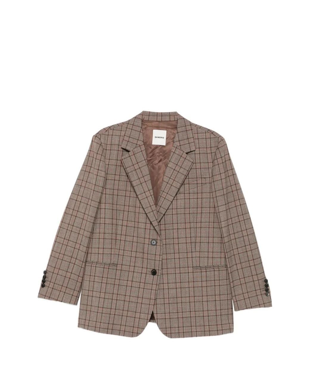 Sandro Brown Check Suit Jacket