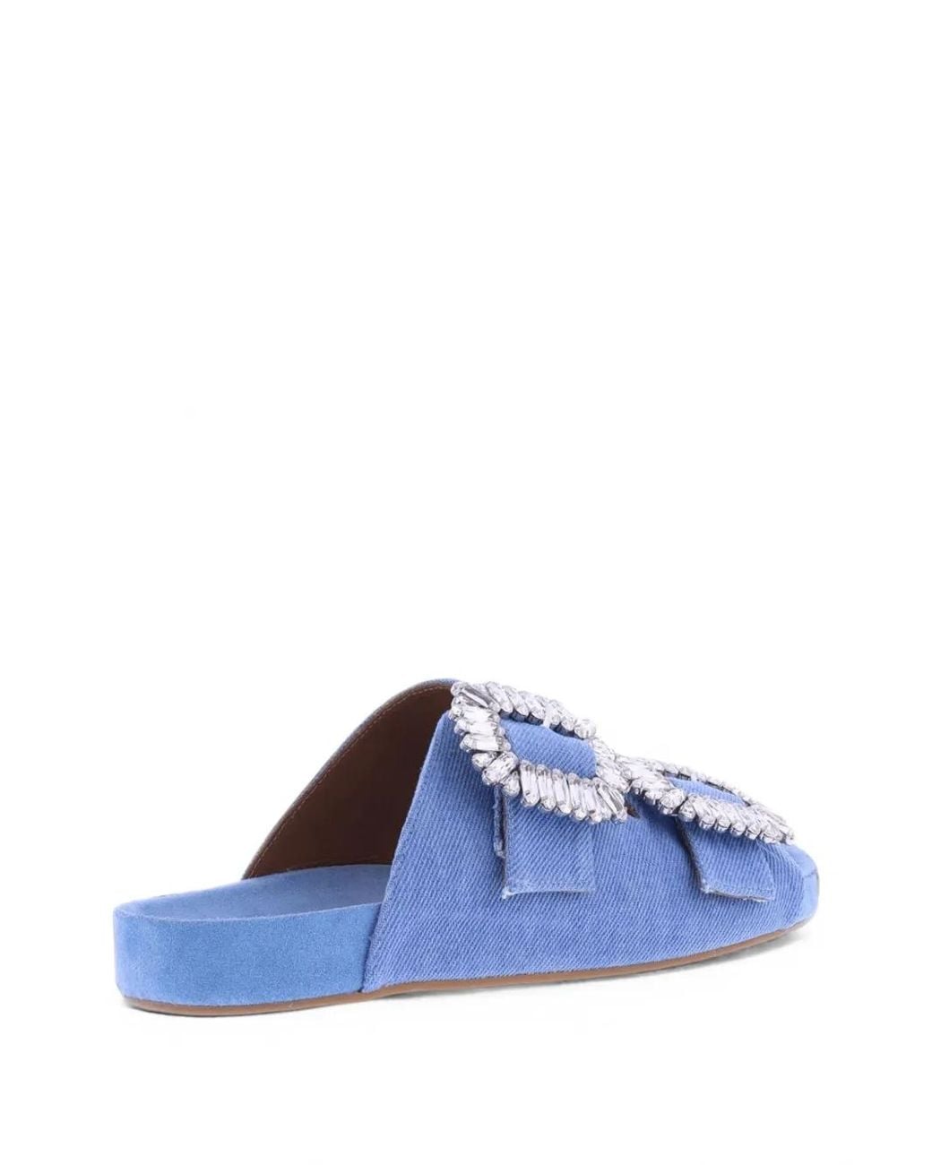 Toral Shoes Blue Crystal-Embellished Double-Strap Slippers