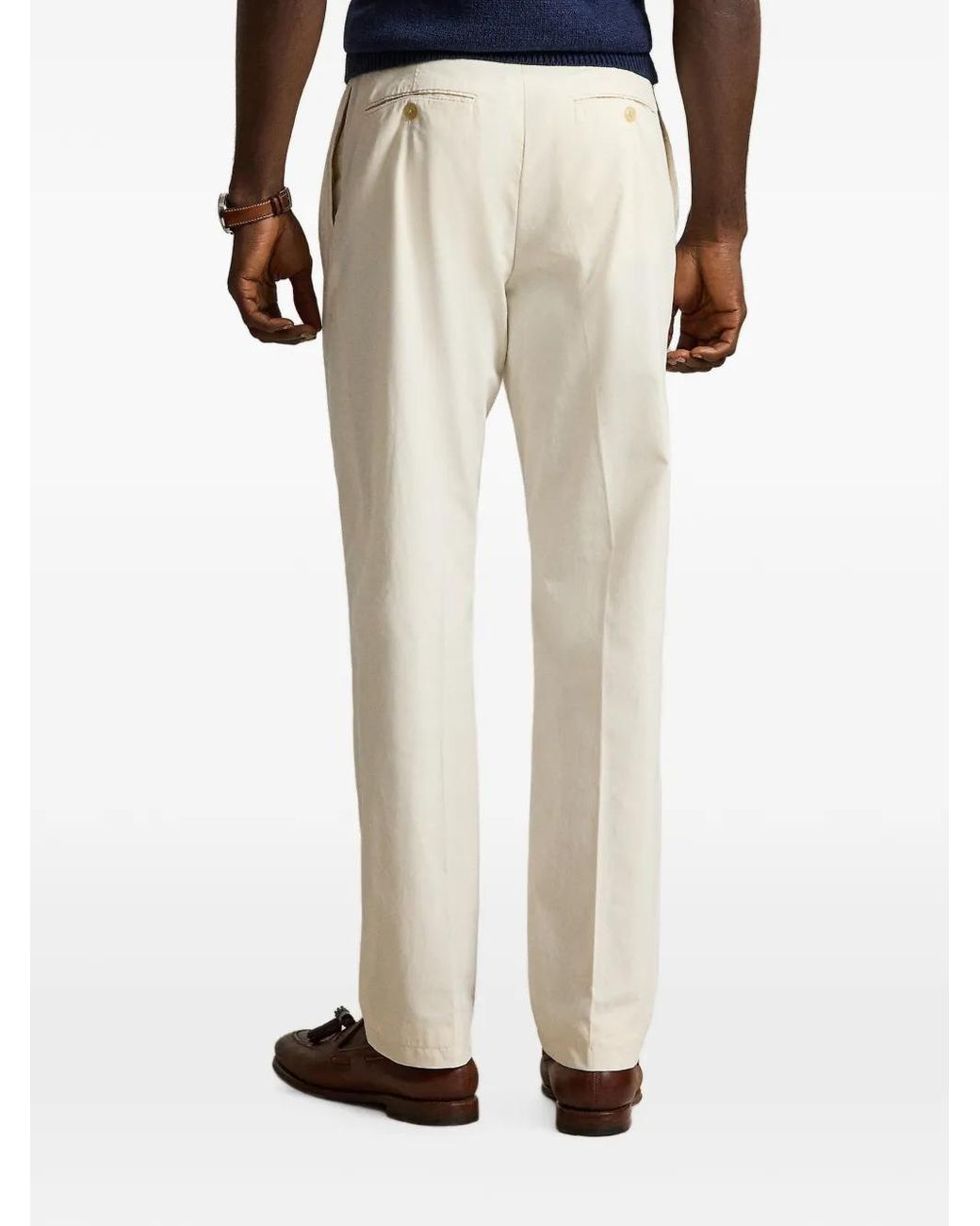 Polo Ralph Lauren Natural Double-Pleated Cotton Trousers for men