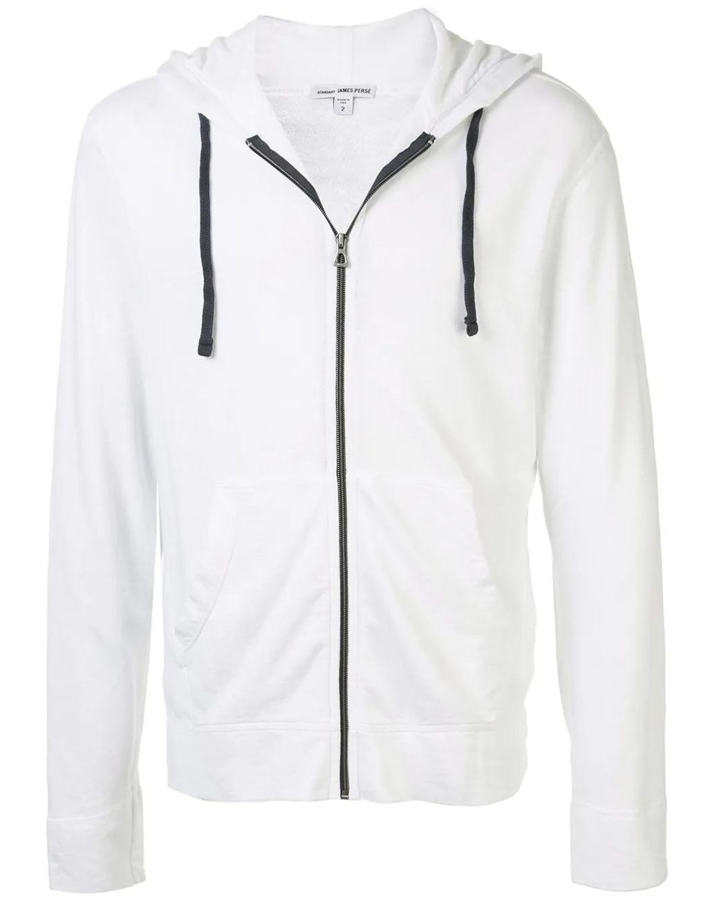 James Perse White Plain Zipped Hoodie for men