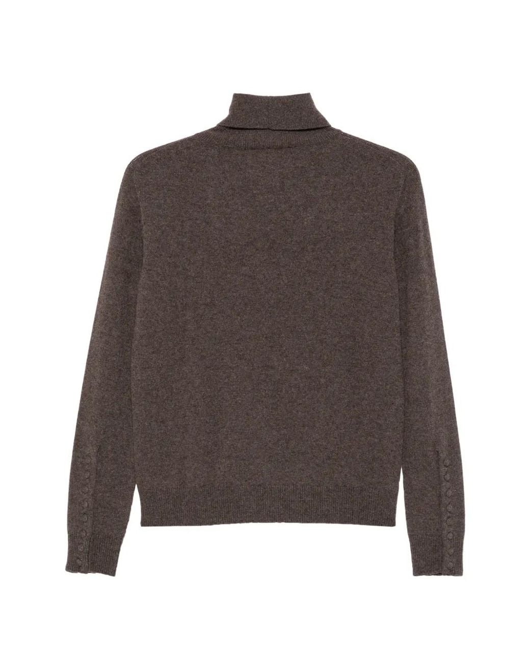 Vanisé Brown Turtleneck Button-Cuff Sweater