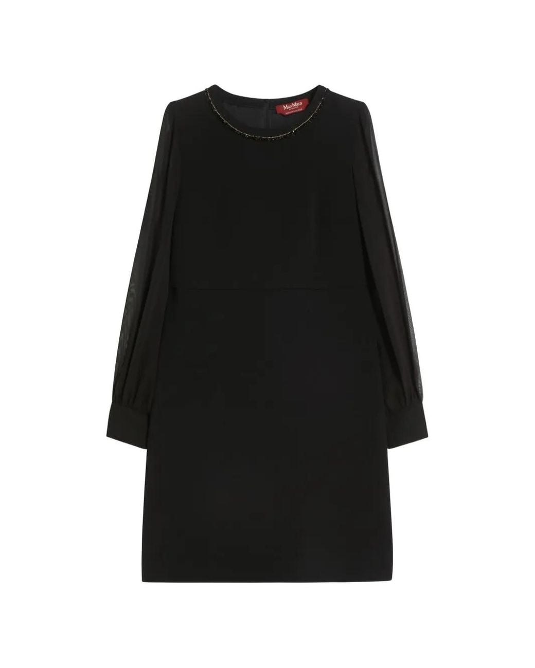 Max Mara Black Bead-Embroidered Midi Dress