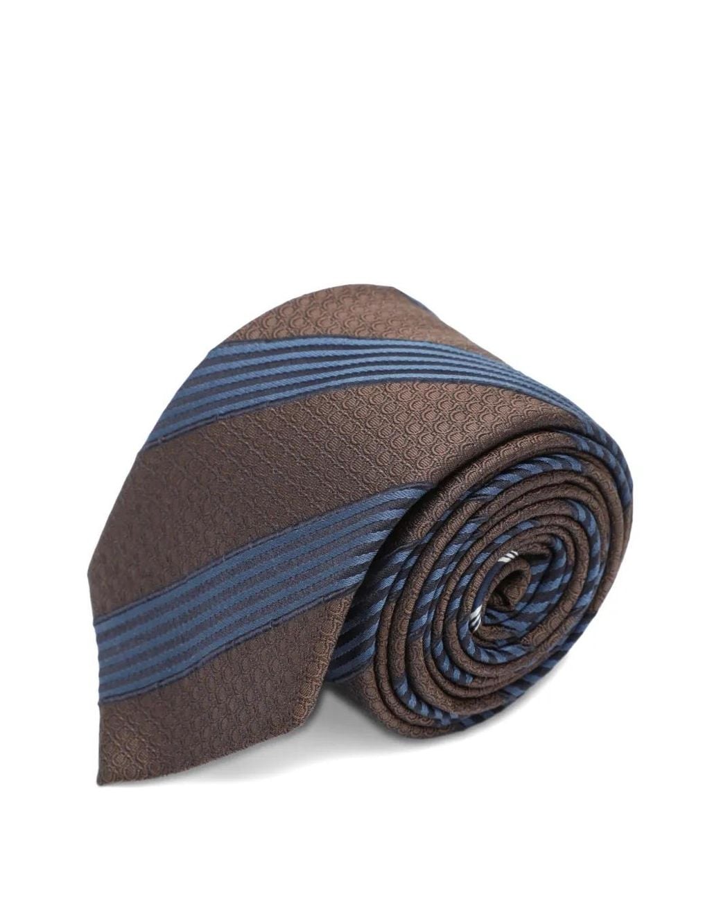 Ferragamo Blue Regimental Gancini Silk Jacquard Tie for men