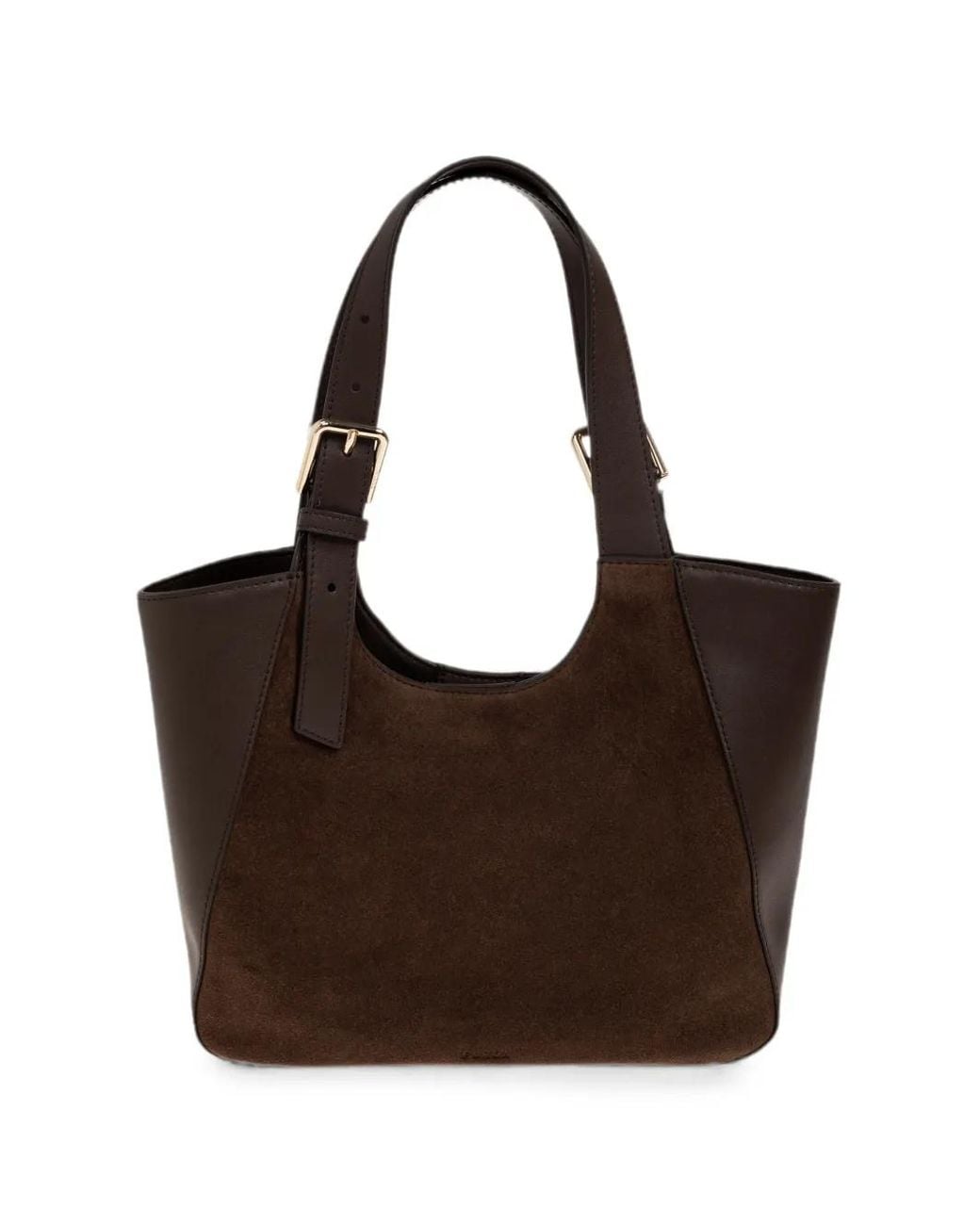 Furla Brown Suede-Panel Leather Shoulder Bag