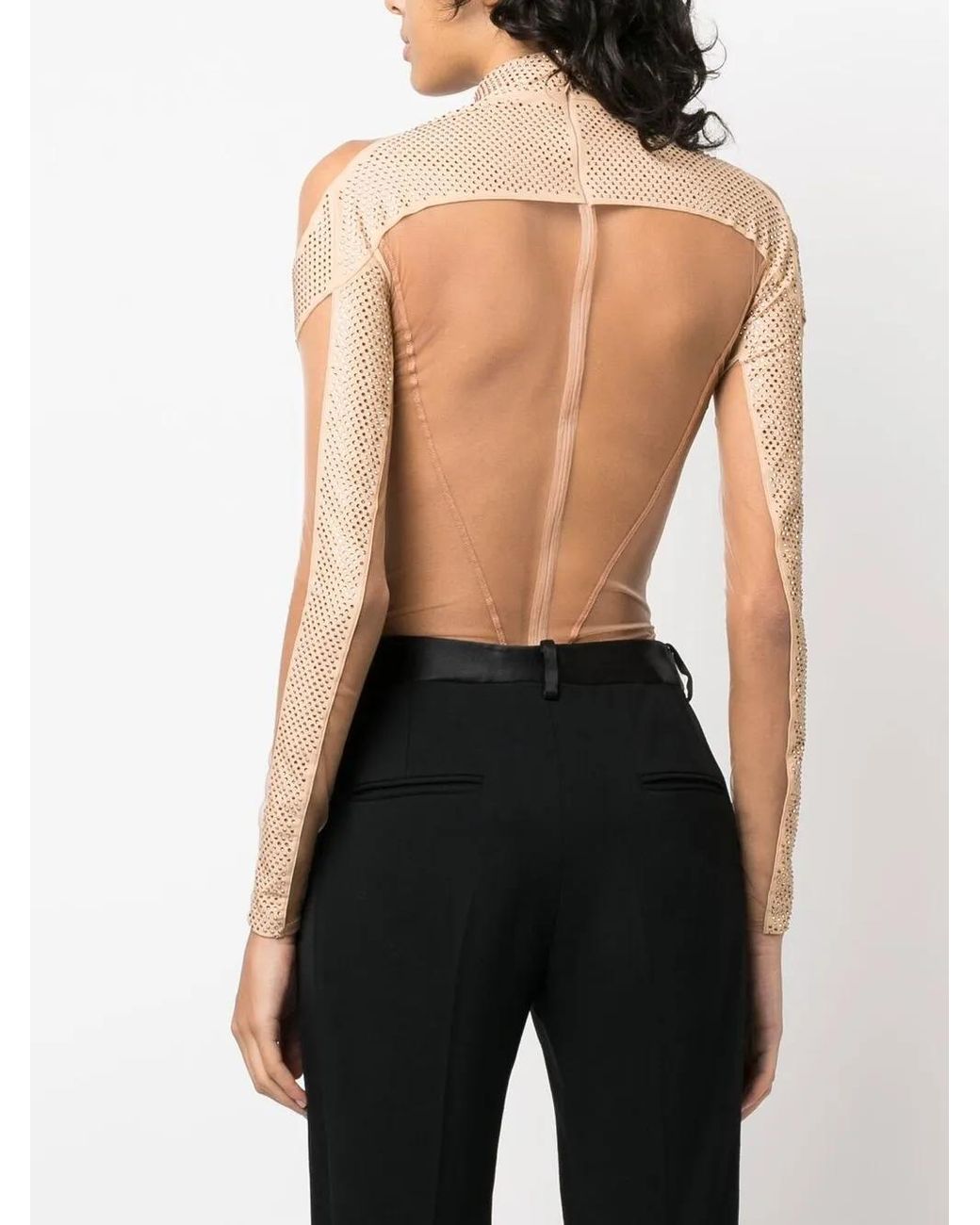 Mugler White Logo-Plaque Sheer-Panels Body