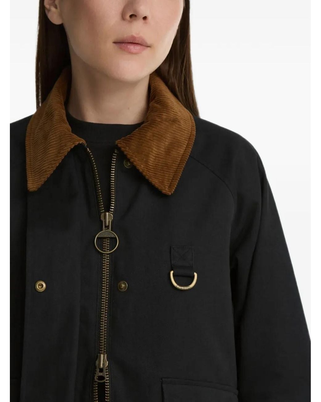 Barbour Black Daphne Corduroy-Collar Jacket
