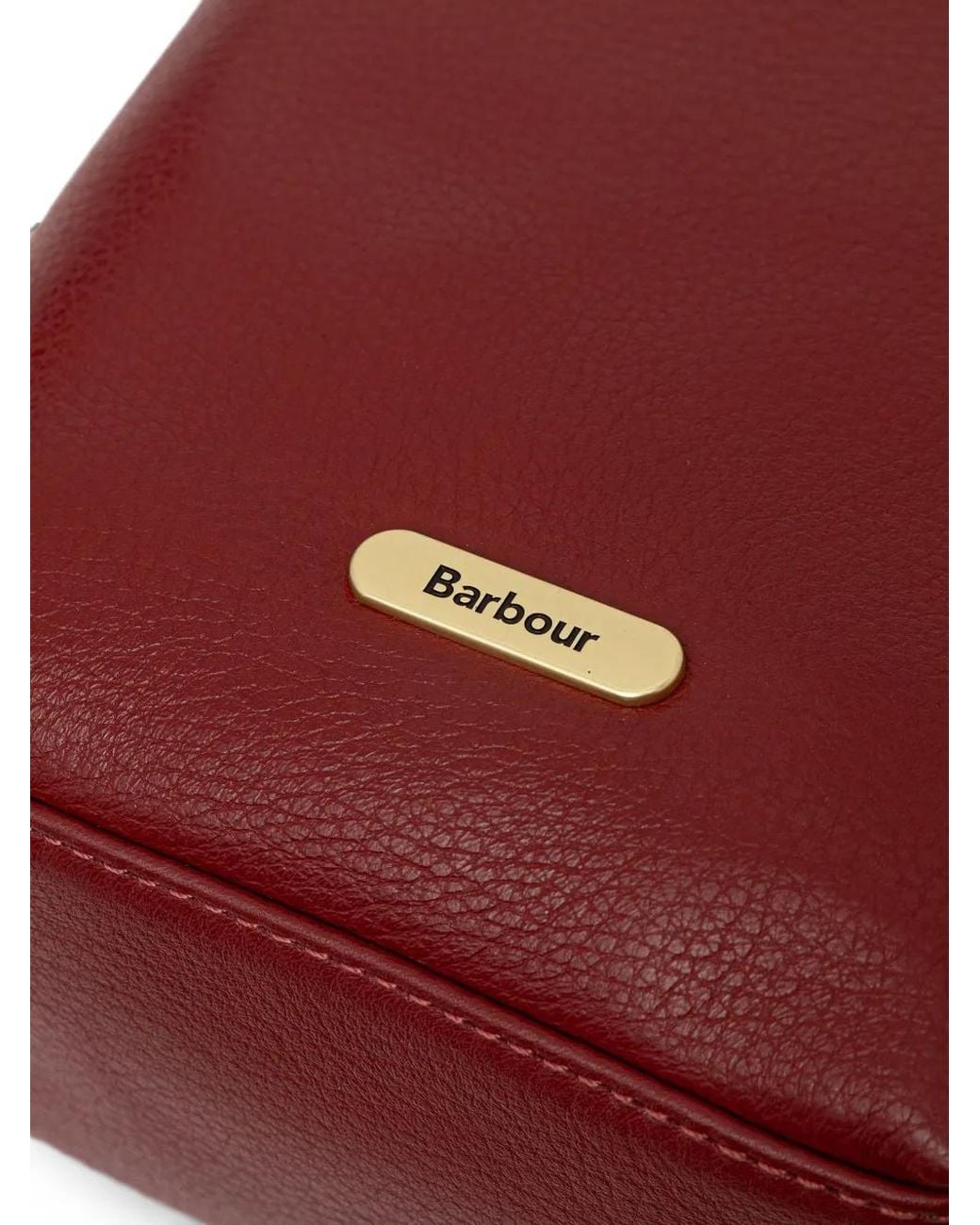 Barbour Red Mini Cedar Grained Leather Bucket Bag