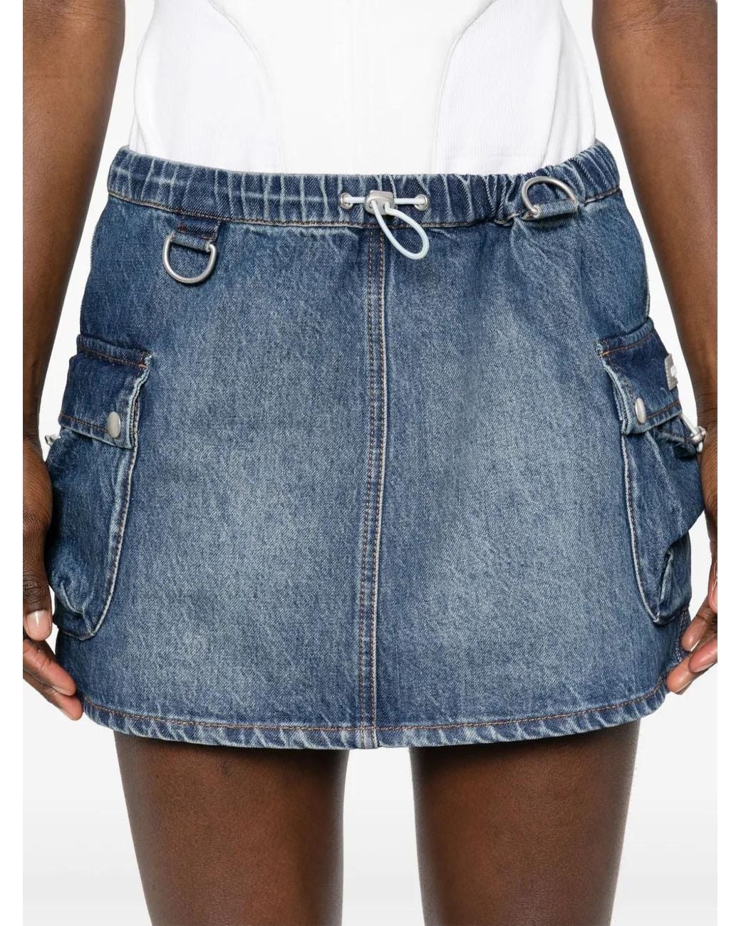 Coperni Blue Denim Cargo Mini Skirt