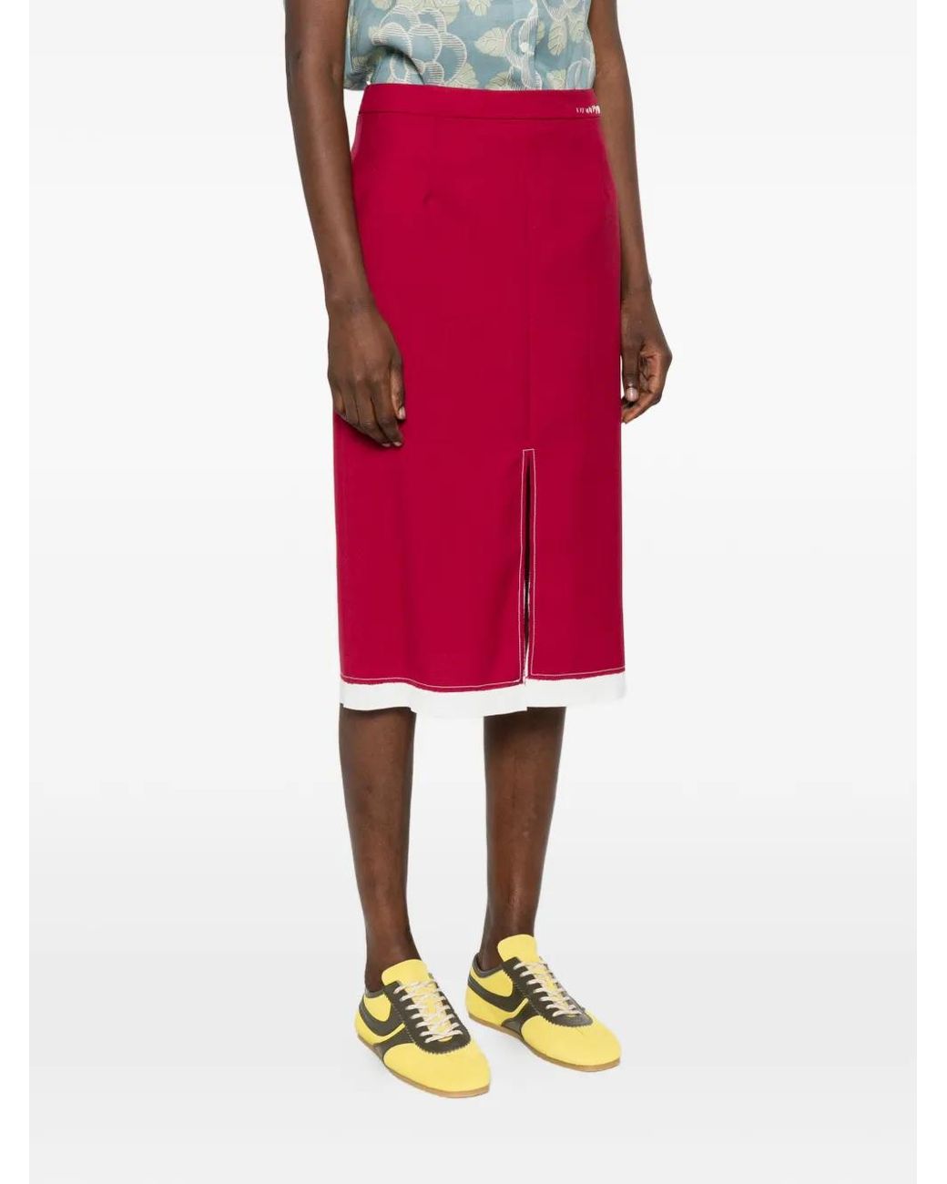 Marni Red Split-Hem Midi Skirt