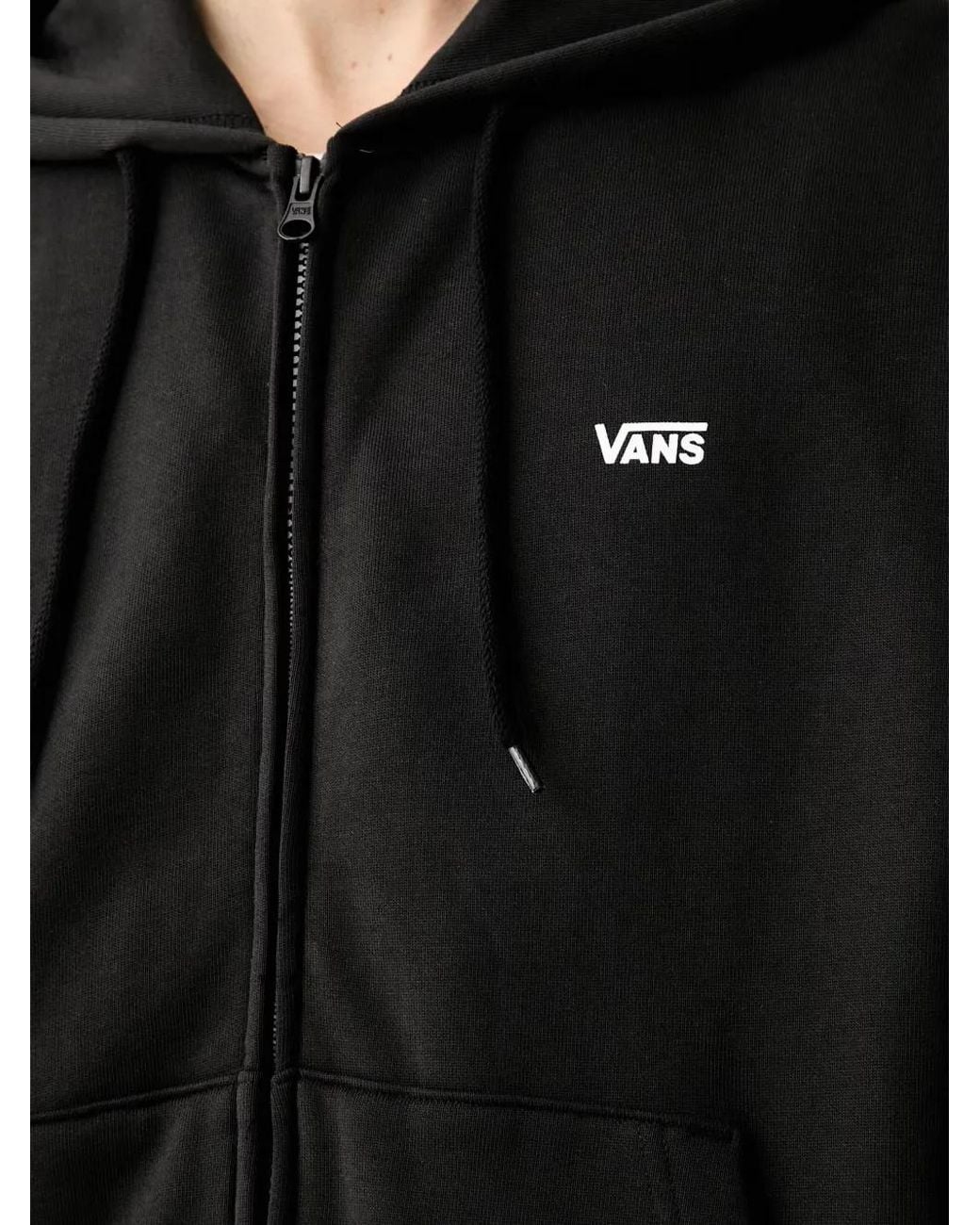 Vans Black Logo-Print Zip-Up Hoodie for men