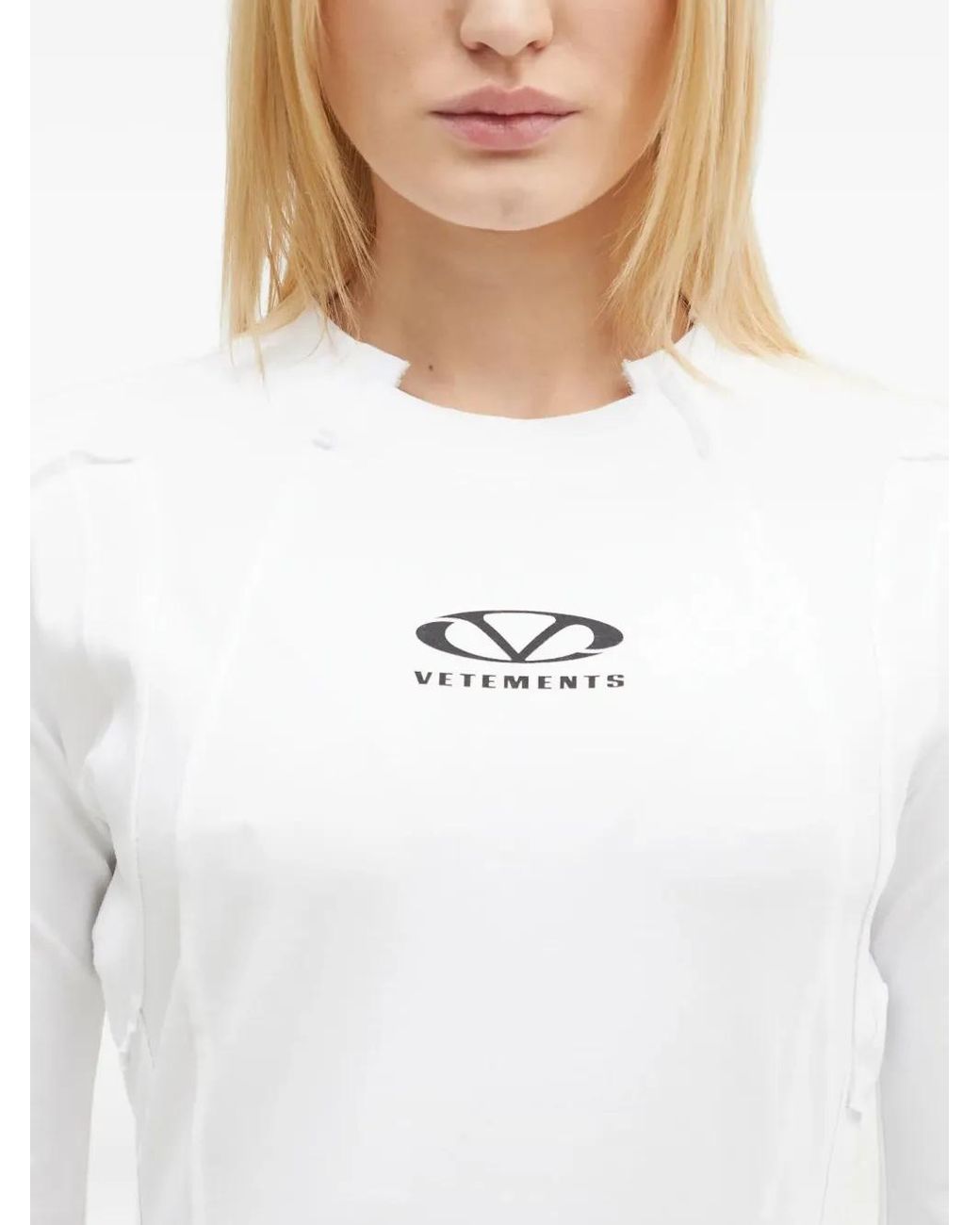 Vetements White Exposed-Seam Long-Sleeve T-Shirt