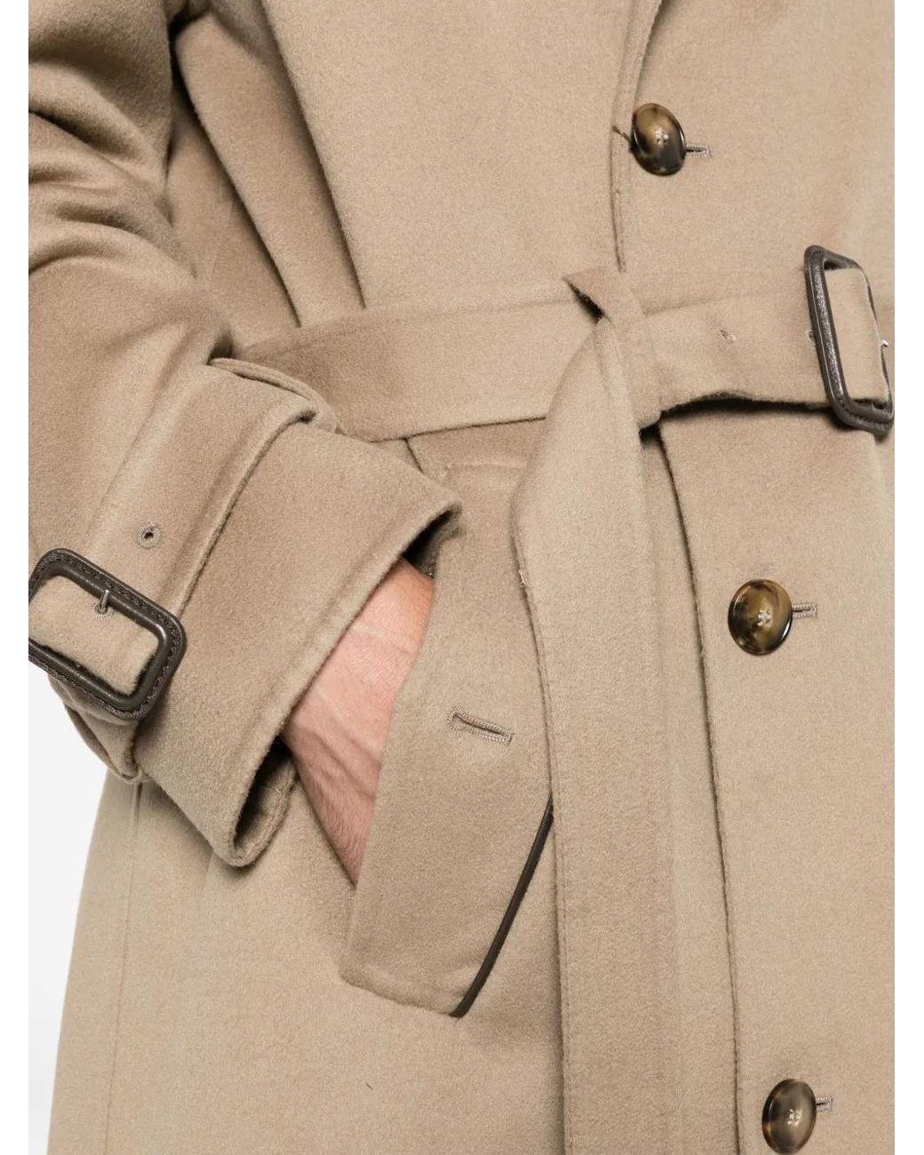 Canali Natural Belted Double-Breasted Coat for men