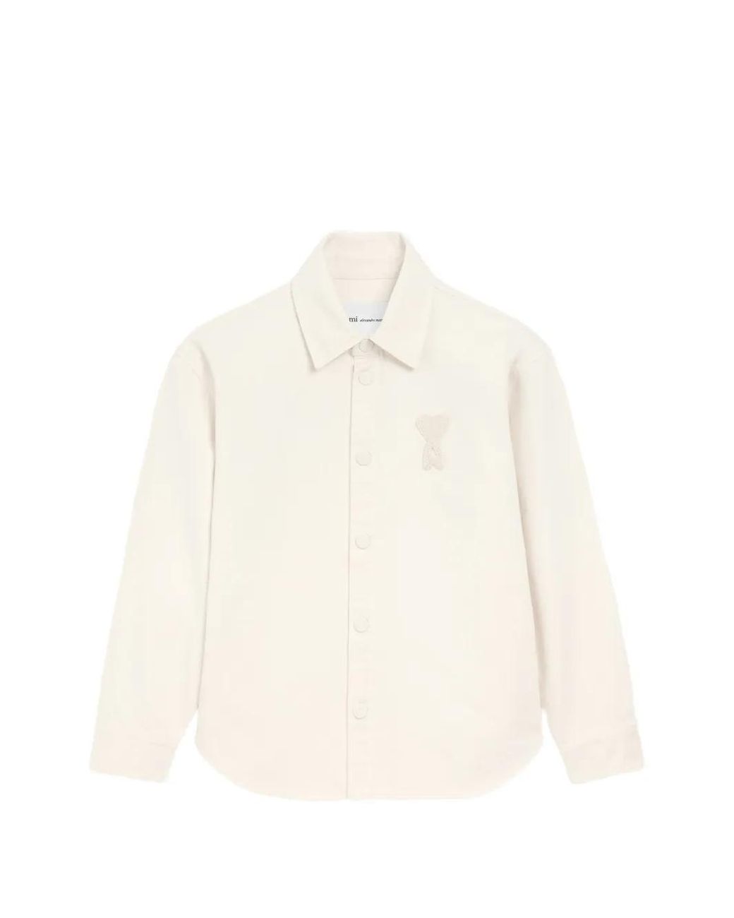AMI White Cotton Knitted Ami De Coeur Overshirt