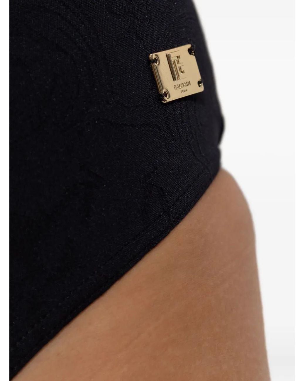 Balmain Black Ruffled Halterneck Swimsuit