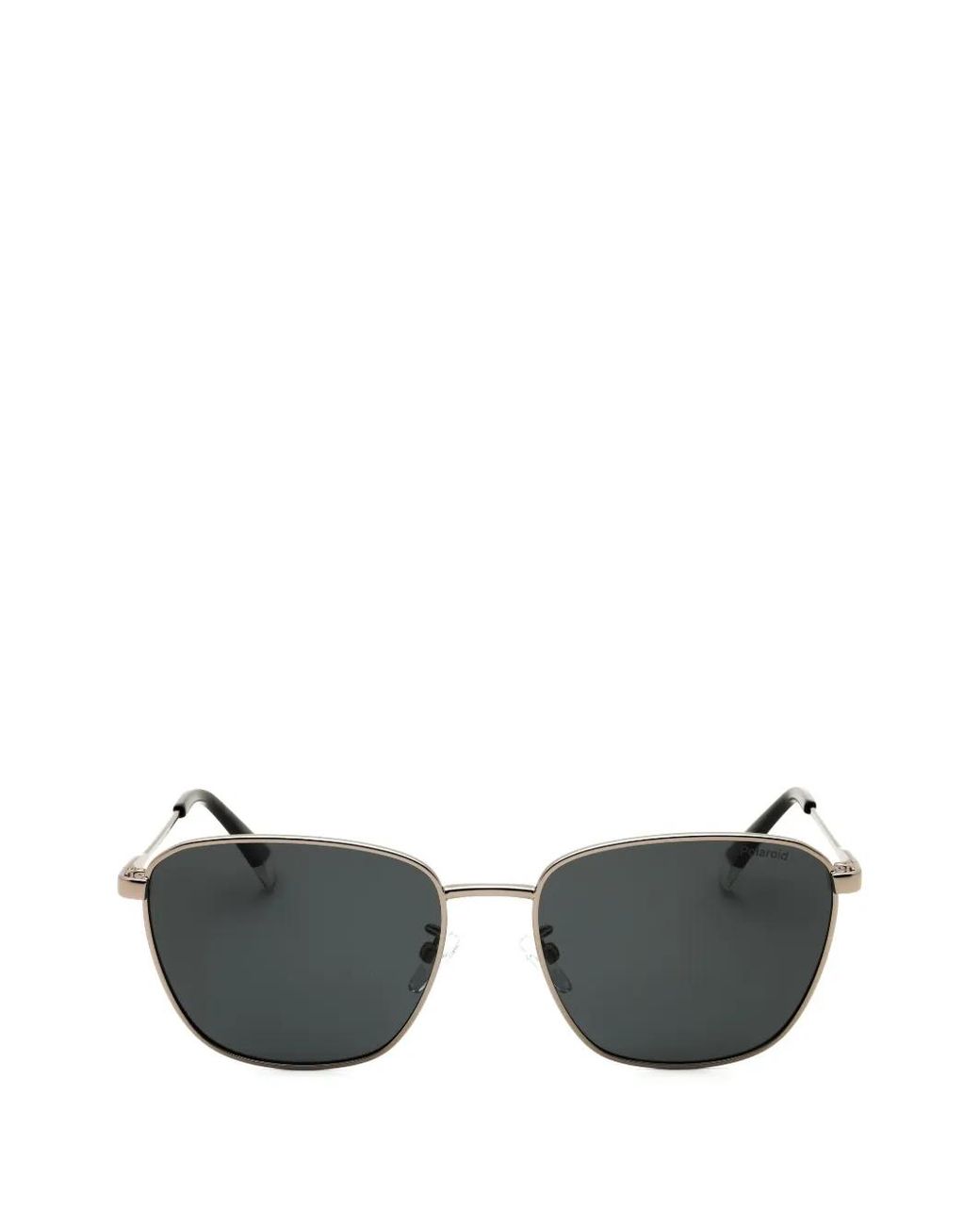 Polaroid Gray Rectangle-Frame Metal Sunglasses for men