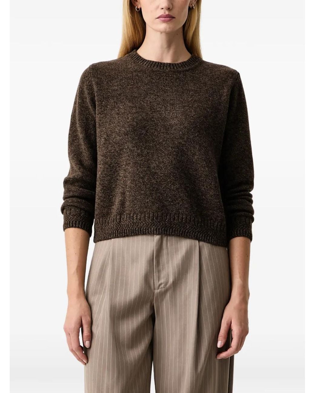 Sessun Black Silty Ribbed-Trim Sweater