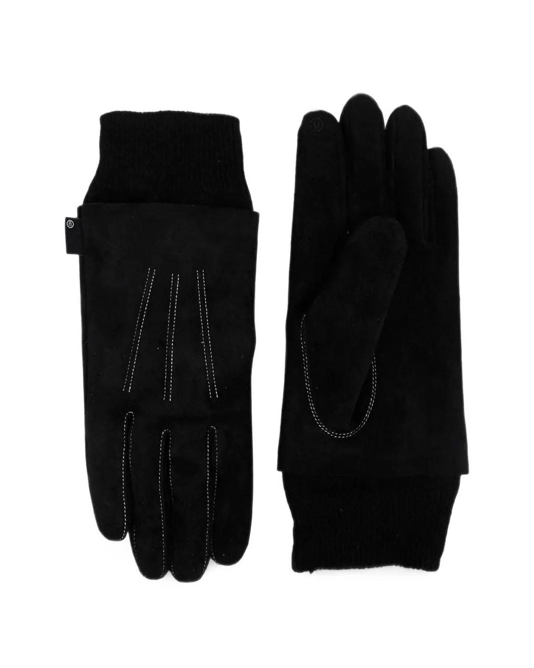 Undercover Black Contrast-Stitch Ribbed-Cuff Gloves for men