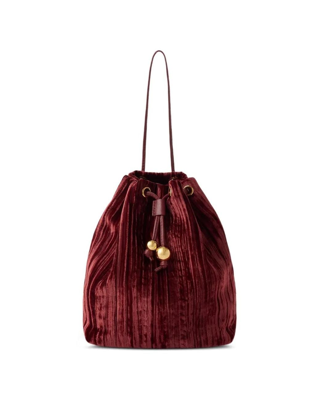 Furla Red Crinkled-Velvet Bucket Bag