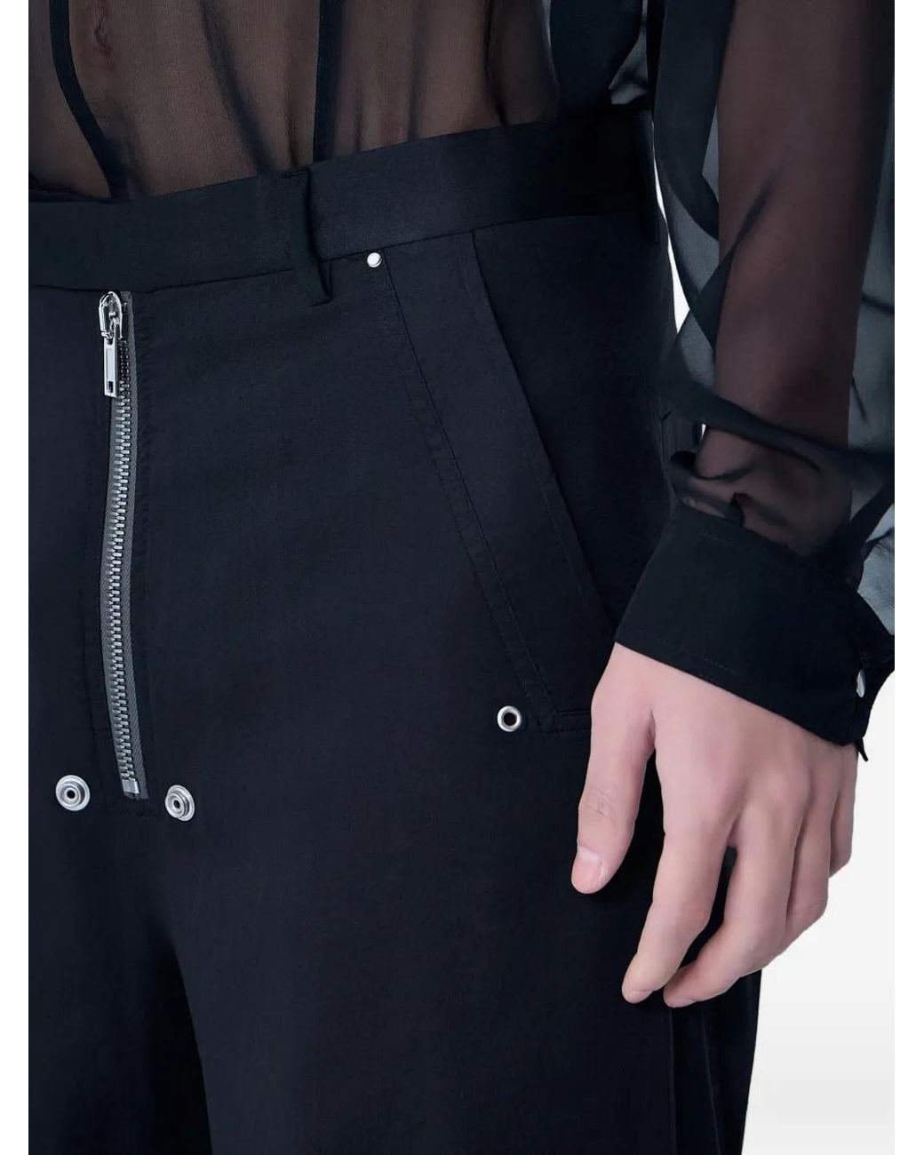 Rick Owens Blue Pantalon Zippé À Poches Cargo for men