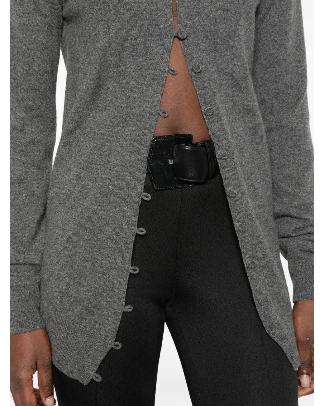 Mugglor Mugler Button-Up High-Neck Sweater in Gray | Lyst