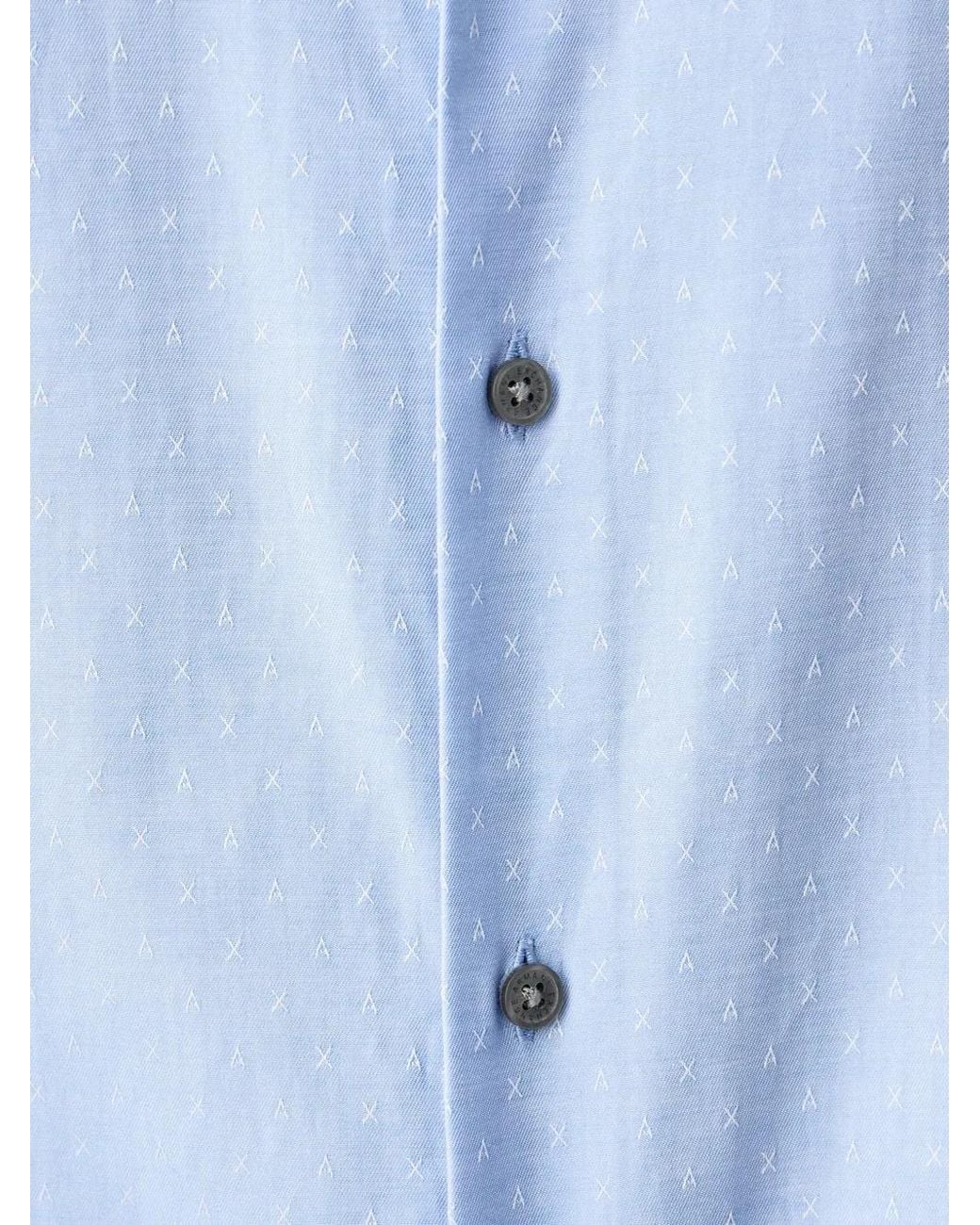 ARMANI EXCHANGE Blue Monogram-Print Shirt for men