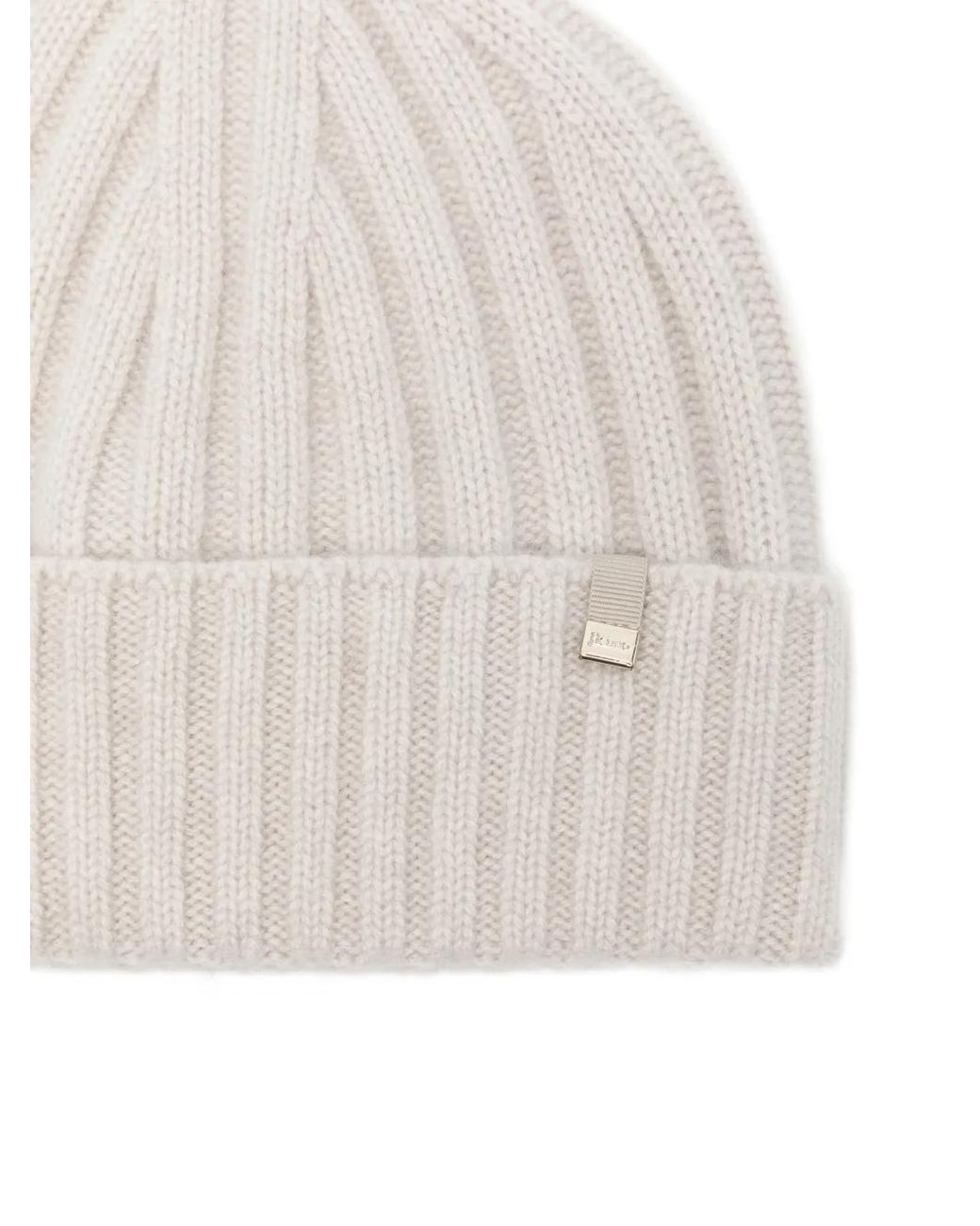 Herno White Ribbed-Knit Beanie Hat