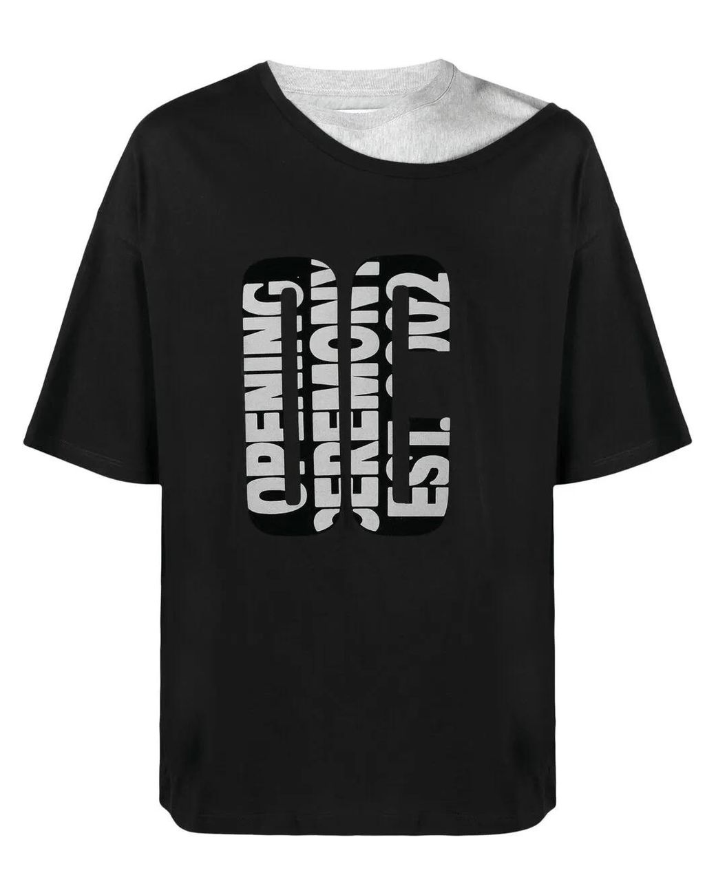 Opening Ceremony Black Double-Collar T-Shirt for men