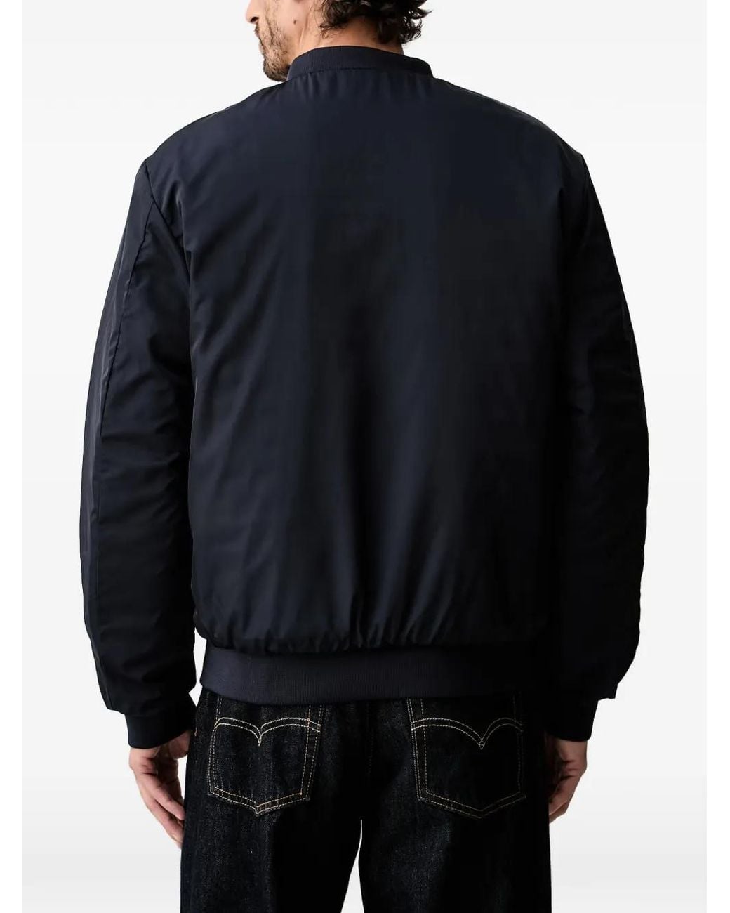 Guess Blue Reversible Quilted Bomber Jacket for men