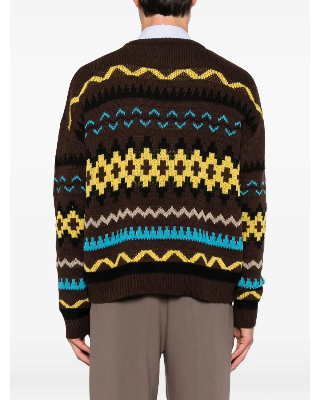 Imperial Black Intarsia-Knit Sweater for men