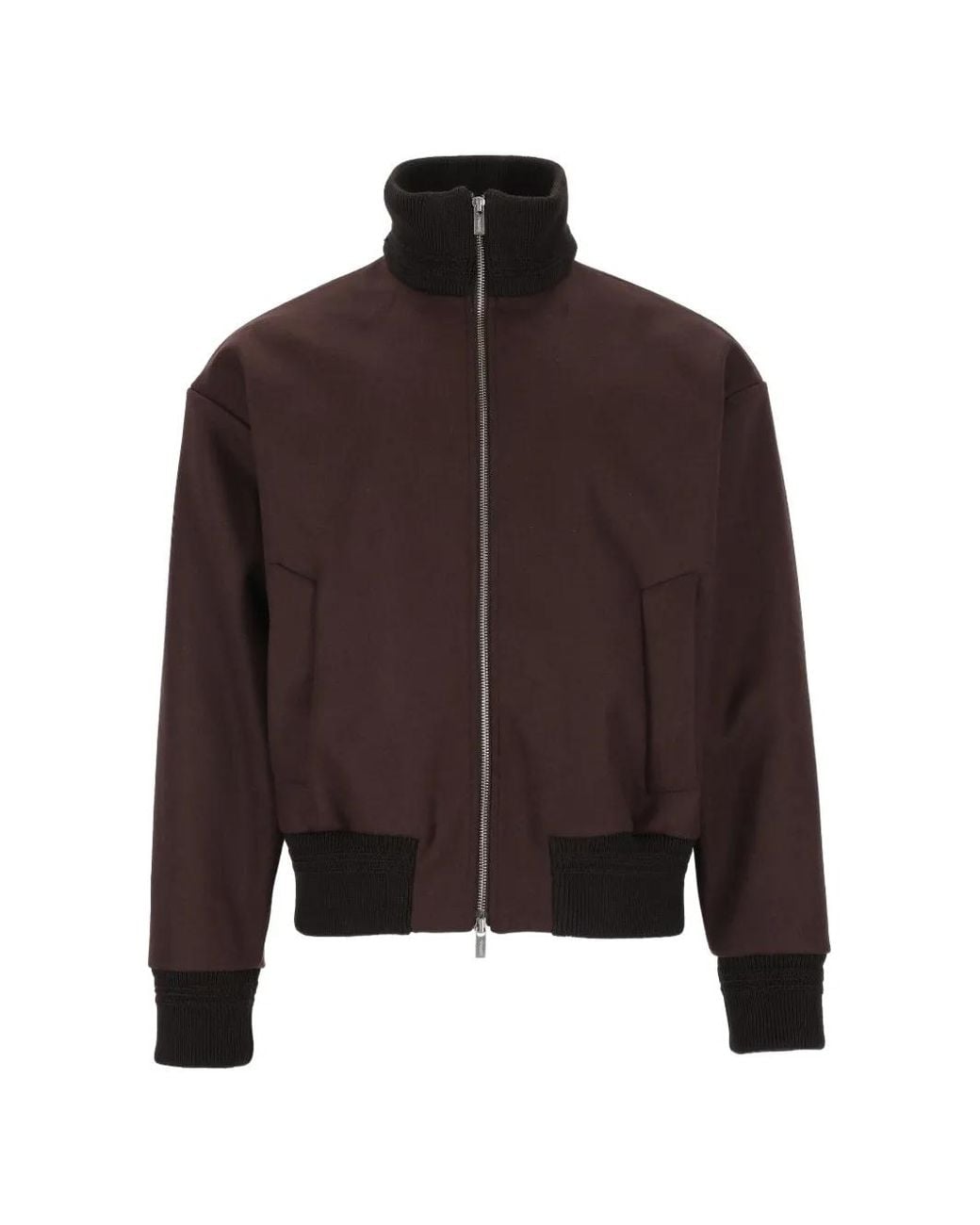 Barena Brown Ribbed-Trim Zip-Up Jacket for men