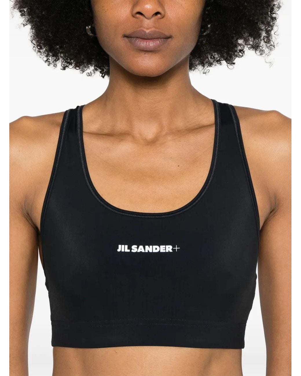Jil Sander Black Logo-Print Sports Bra