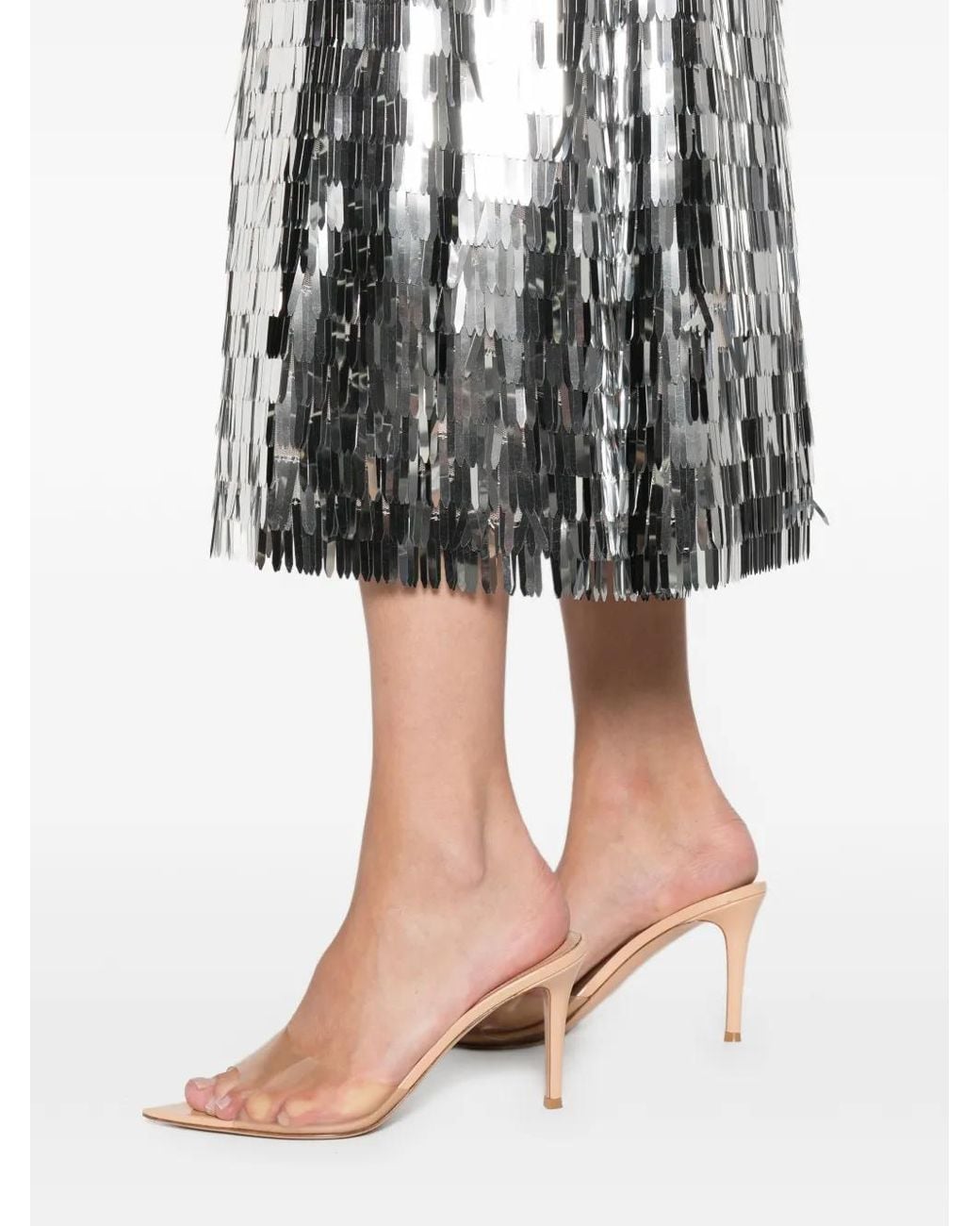 Self-Portrait Gray Sequin Midi Dress