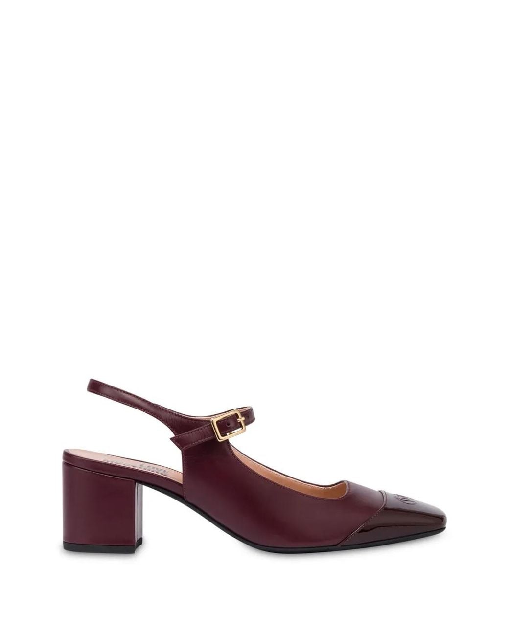 Love Moschino Purple Logo-Embossed Patent-Toe Pumps