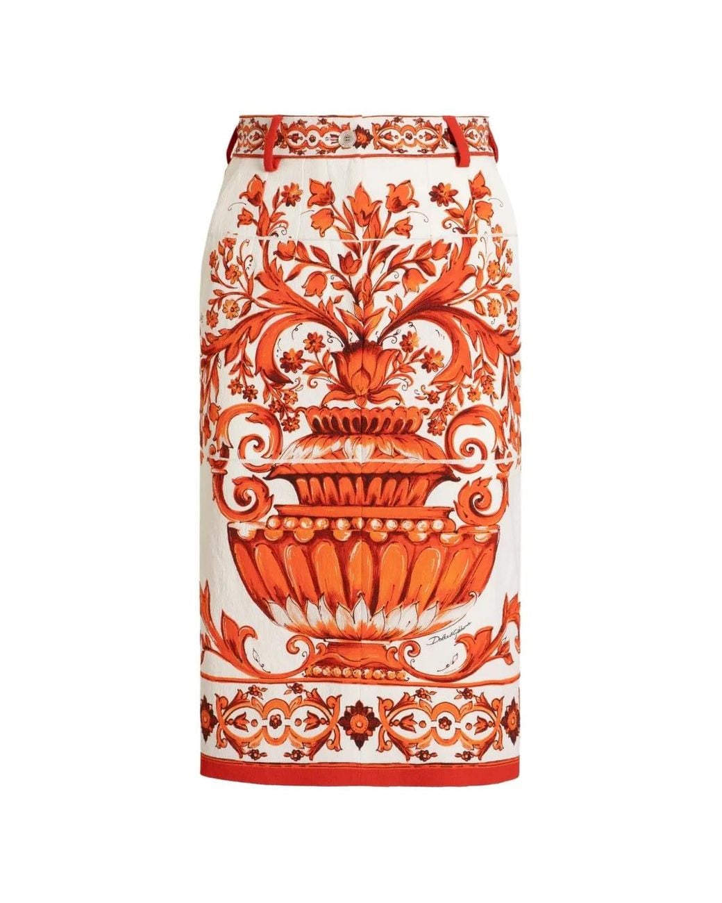 Dolce & Gabbana Orange Midi Skirt