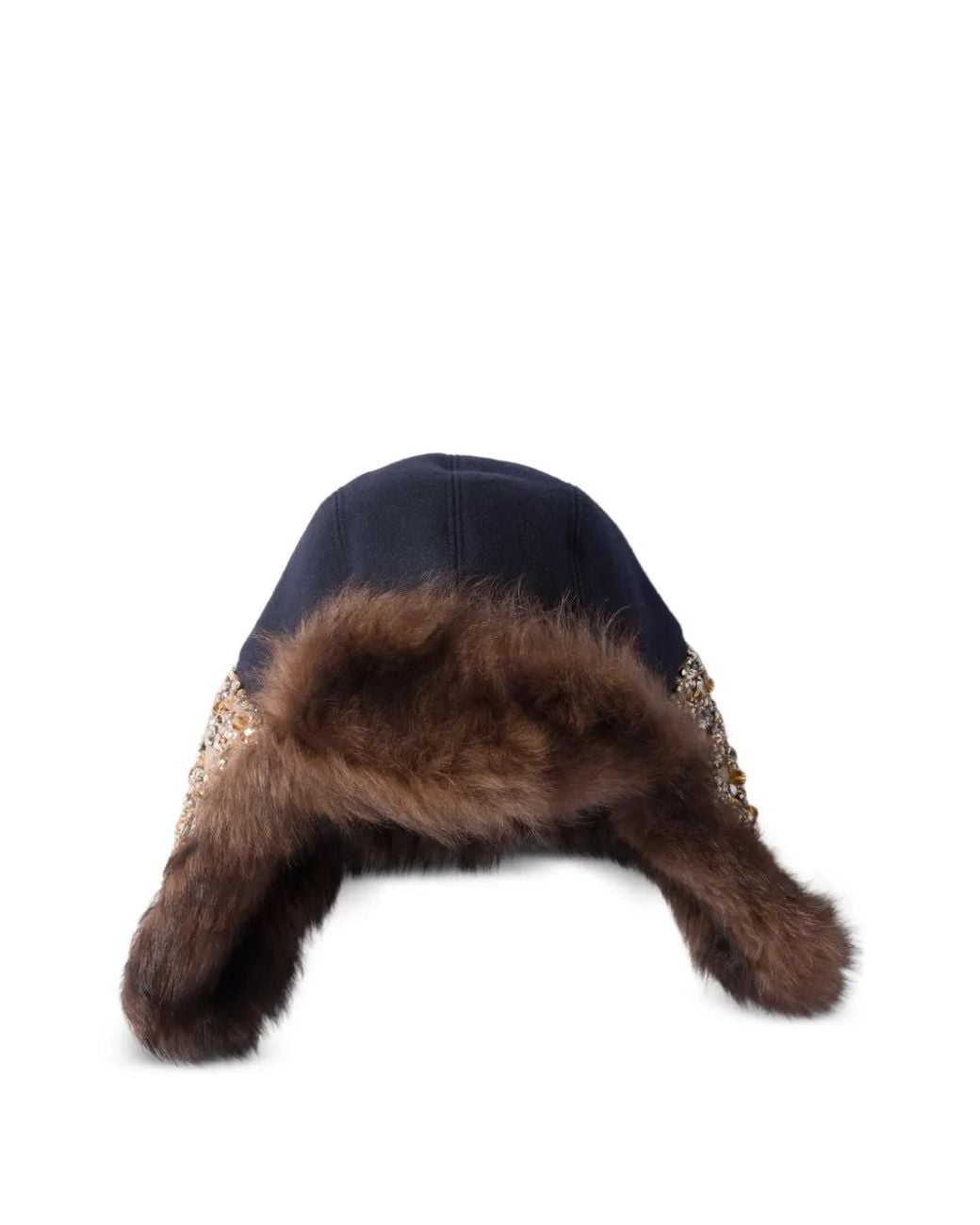 Miu Miu Blue Embroidered Wool And Shearling Hat