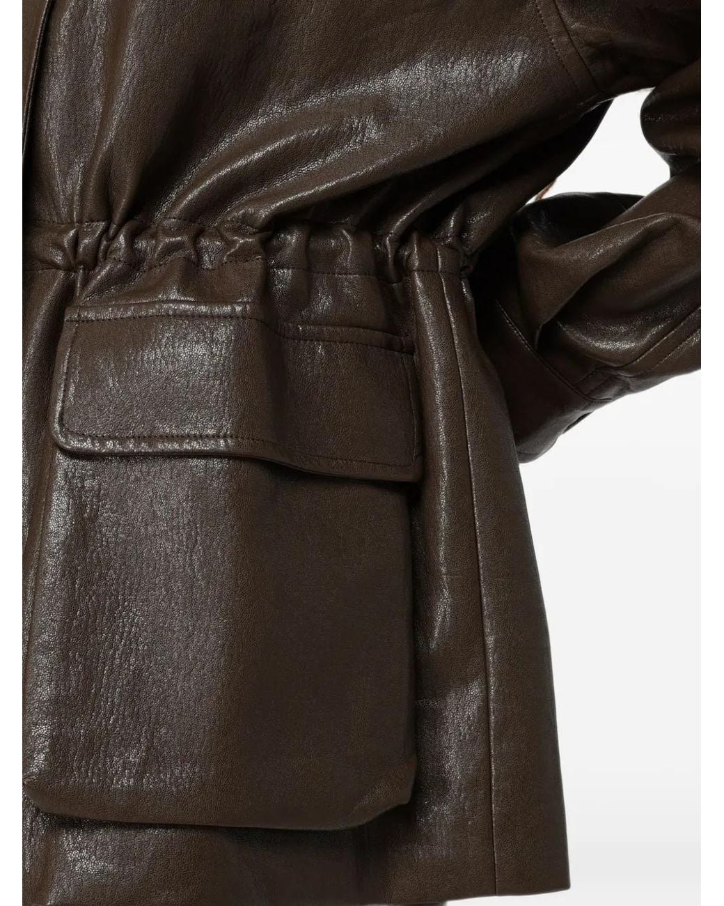 ELEH Black Drawstring-Waist Pocket-Detail Coat