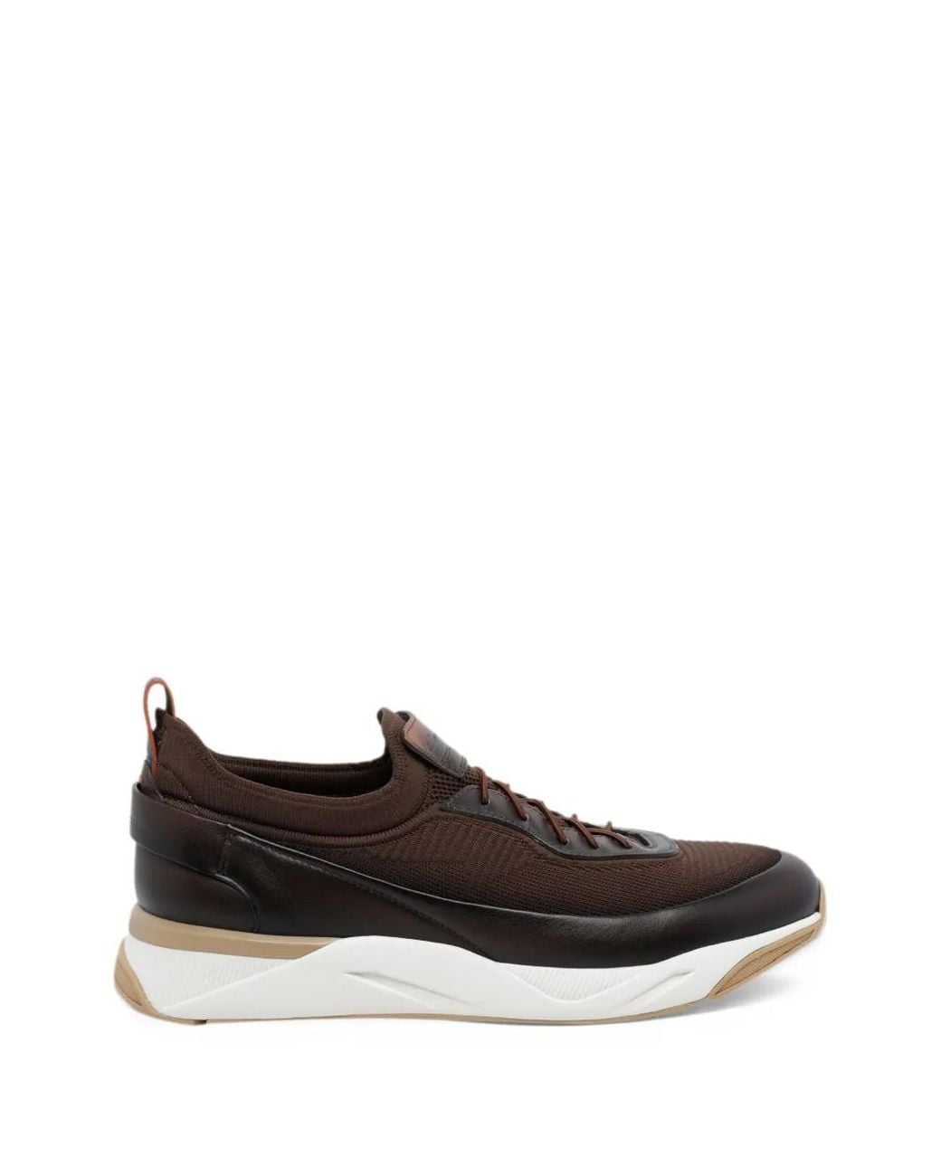 Santoni White Leather-Trim Mesh-Panels Sneakers for men