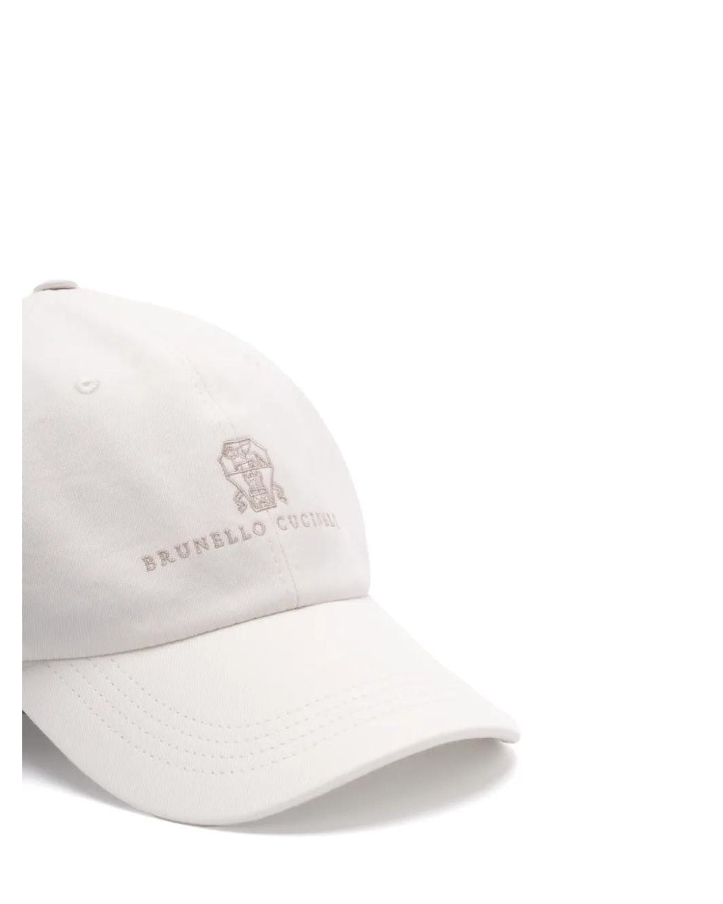 Brunello Cucinelli White Logo-Embroidered Peak Cap for men