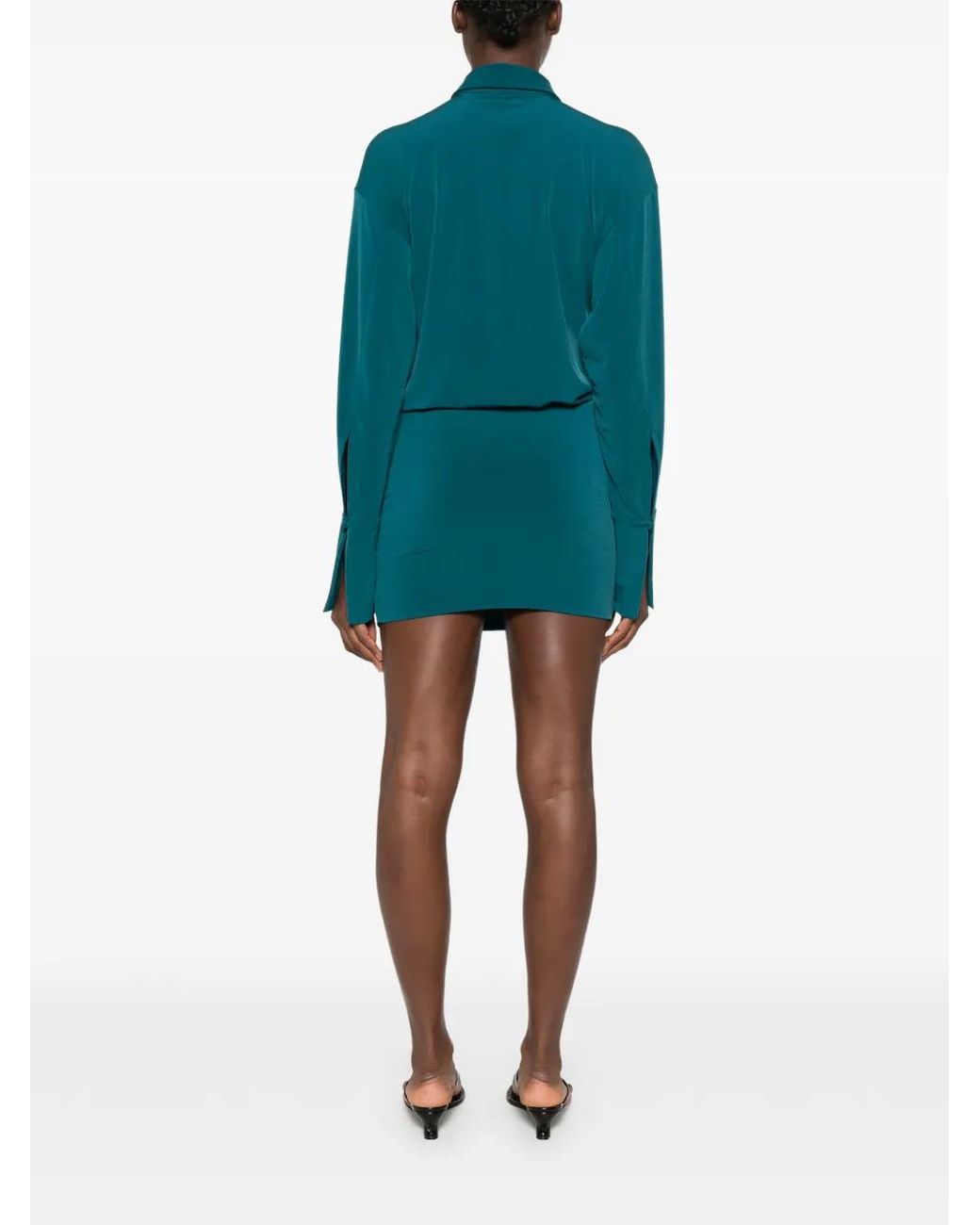 ANDAMANE Blue Lilia Long-Sleeve Mini Dress