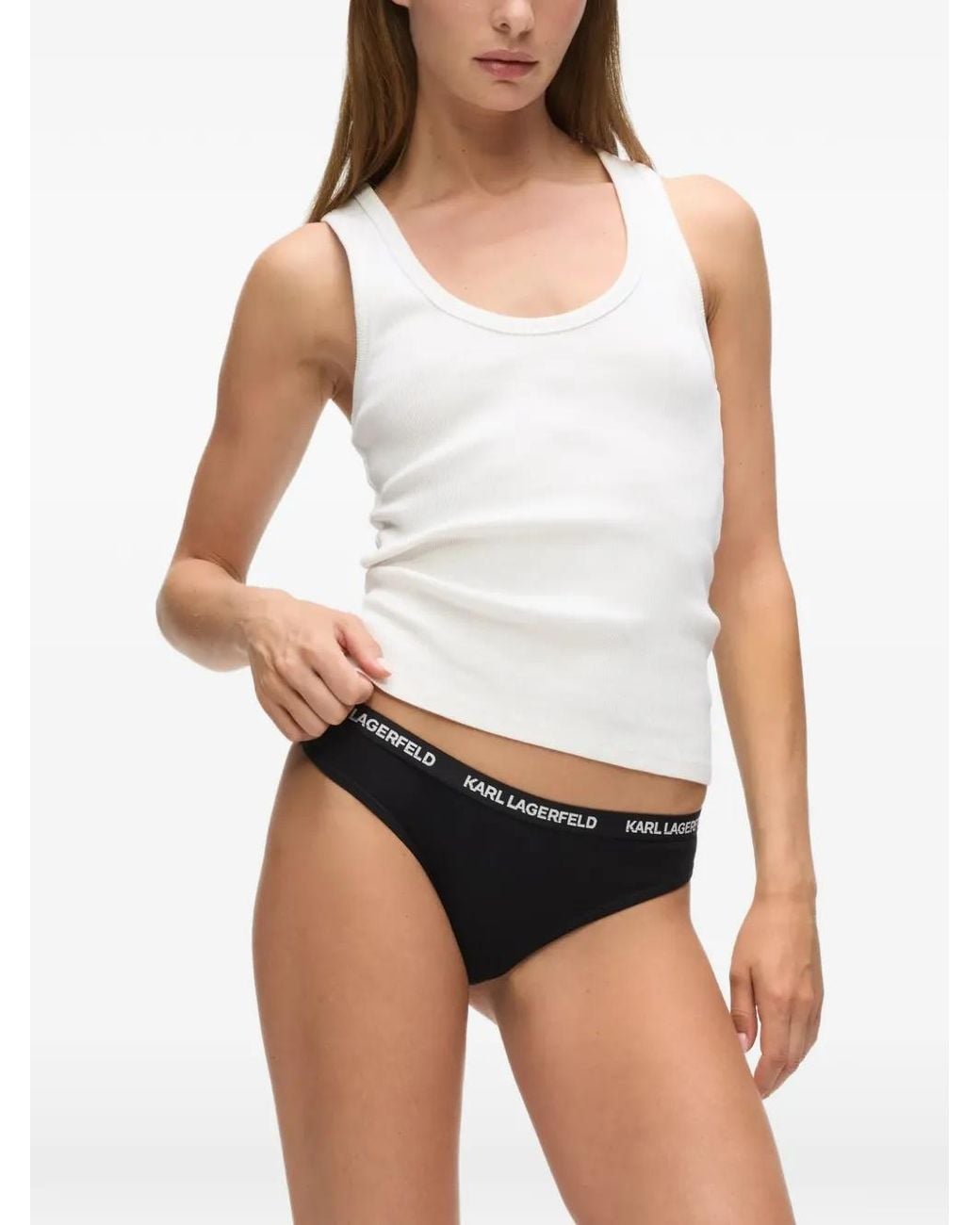 Karl Lagerfeld Black Logo Thong Multiband 7-Pack