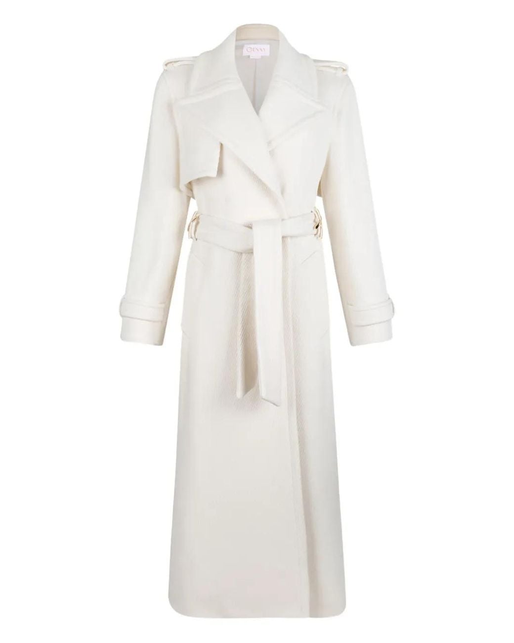 Genny White Belted Lapels Coat