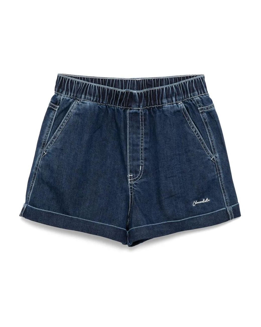 Chocoolate Blue Logo-Embroidered Shorts