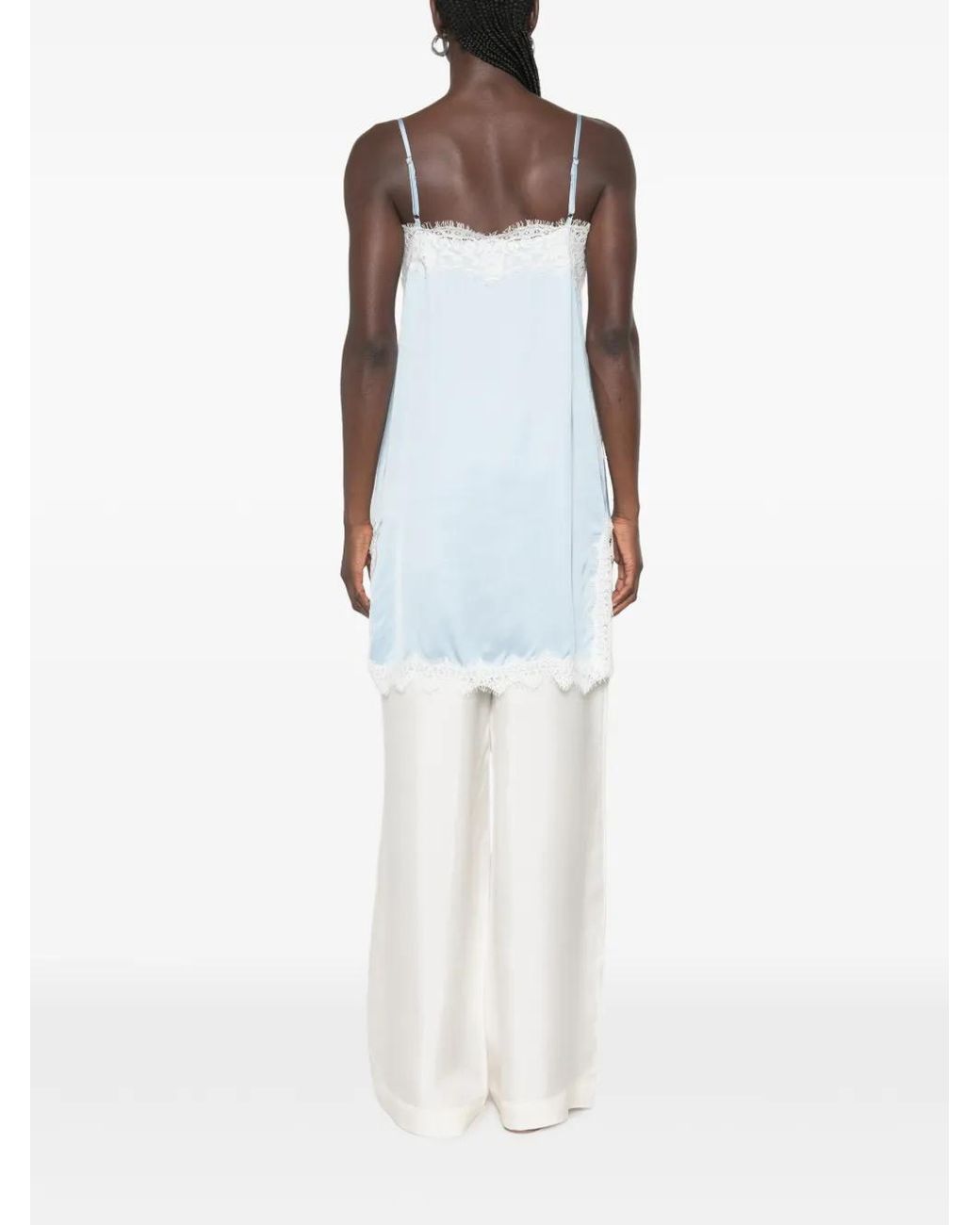 ViCOLO Blue Lace-Trim Top
