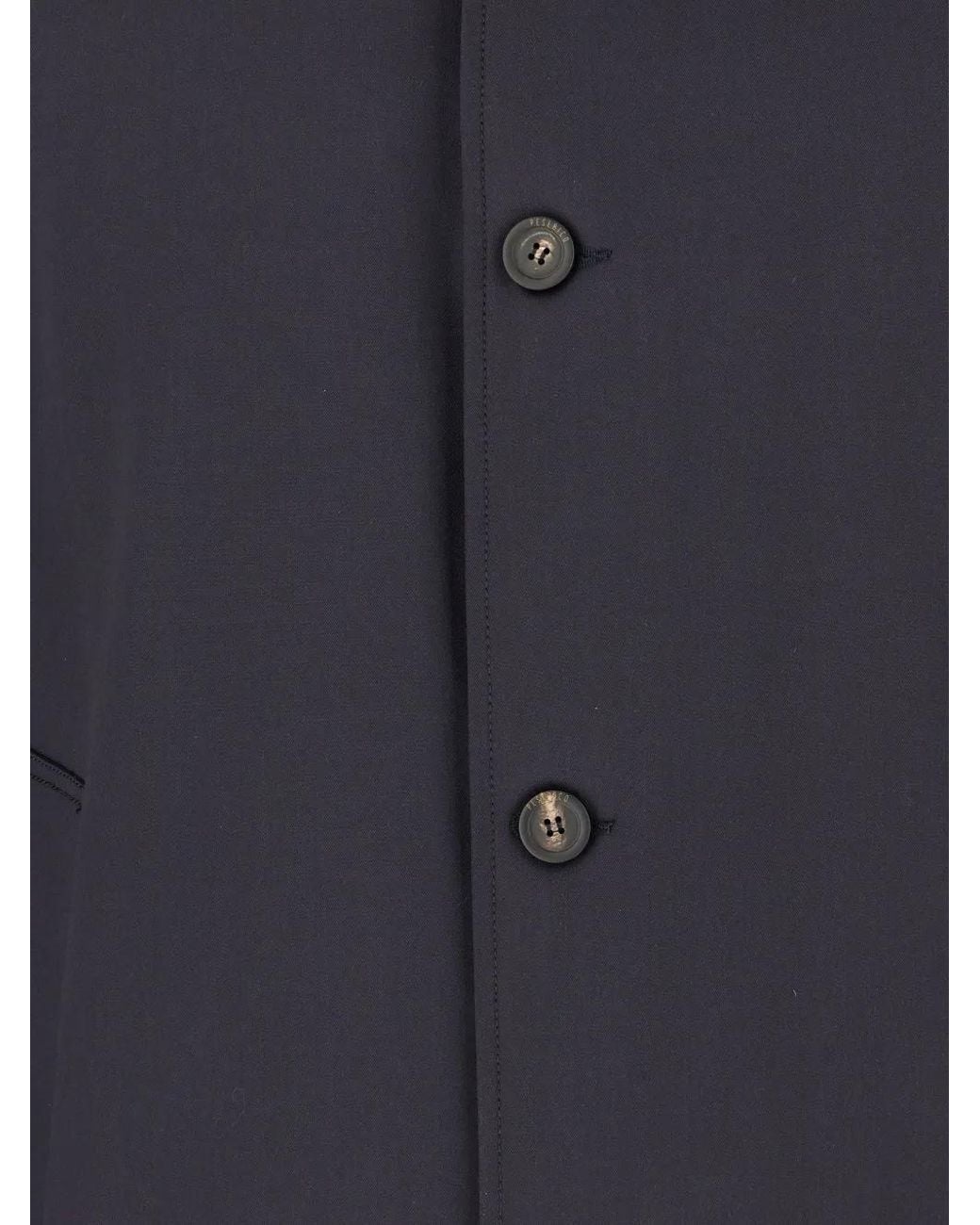 Peserico Blue Manteau Boutonné À Empiècements Matelassés for men