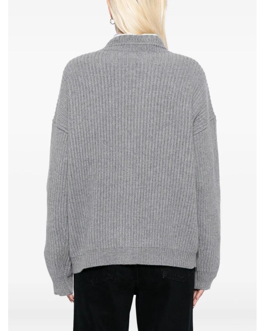 Twp Gray Ribbed Cashmere Cardigan