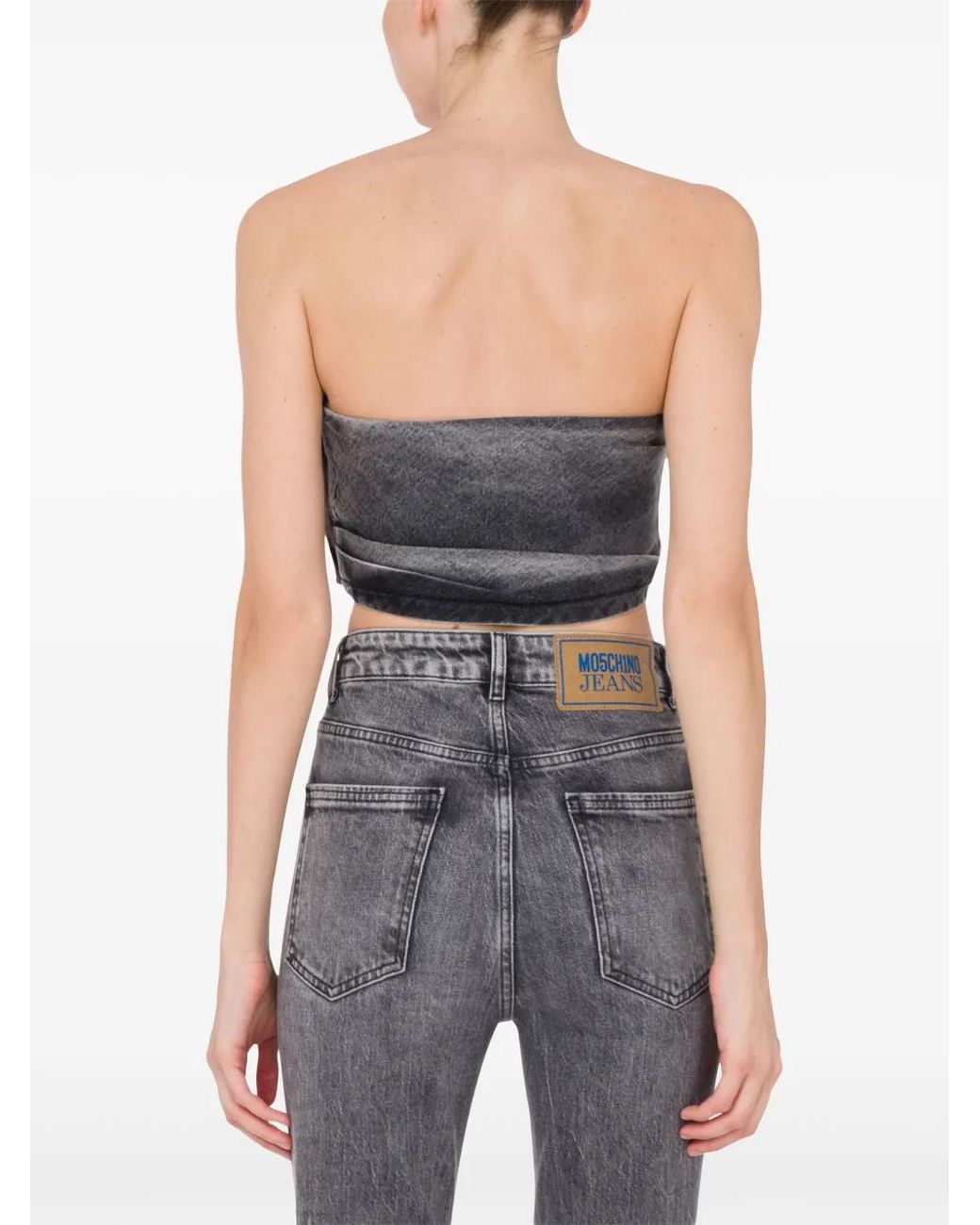 Moschino Gray Denim Crop Top