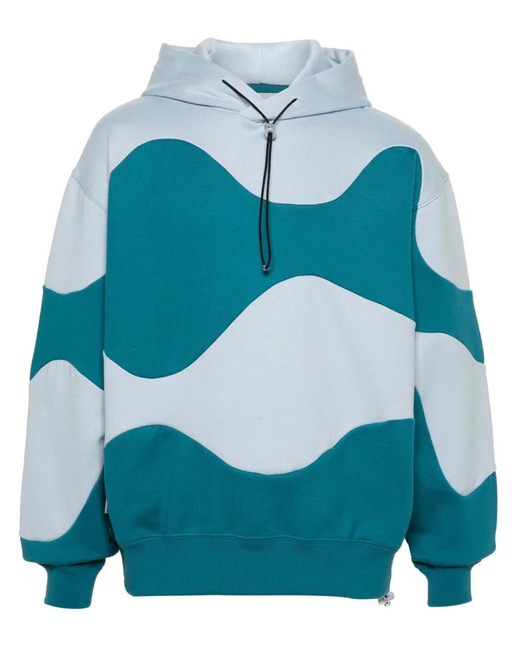 Bonsai Blue Intarsia Waves Hoodie for men